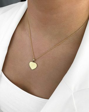 DANIEL CLIFFORD Herzkette 'Larissa' Damen Halskette Silber 925, 18 Karat Gold mit Anhänger Herz (inkl. Verpackung), 45cm Goldkette mit poliertem Herz Anhänger