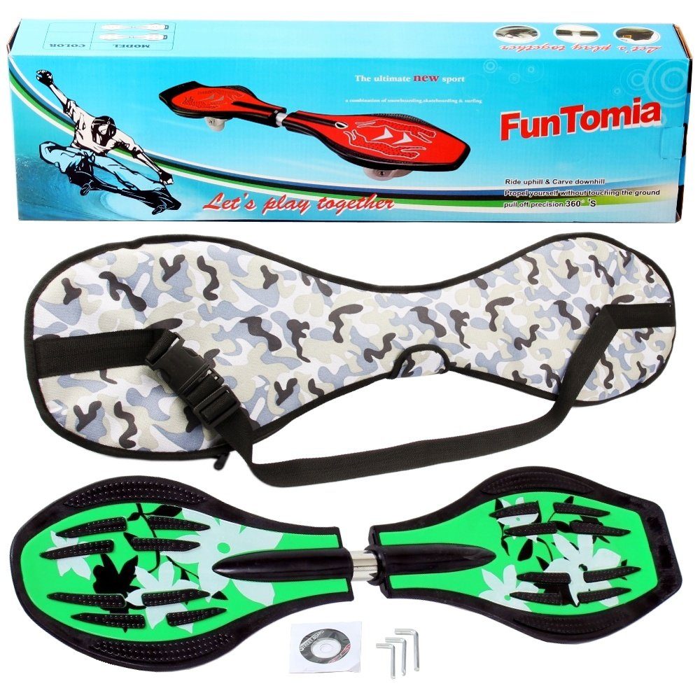 FunTomia Waveboard Waveboard mit Mach1 ABEC-9 Kugellager, LED Rollen & Tragetasche