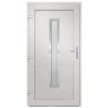 vidaXL Haustür Haustür Weiß 98x208 cm PVC Eingangstür Haus Kunststoff Glas-Element Li