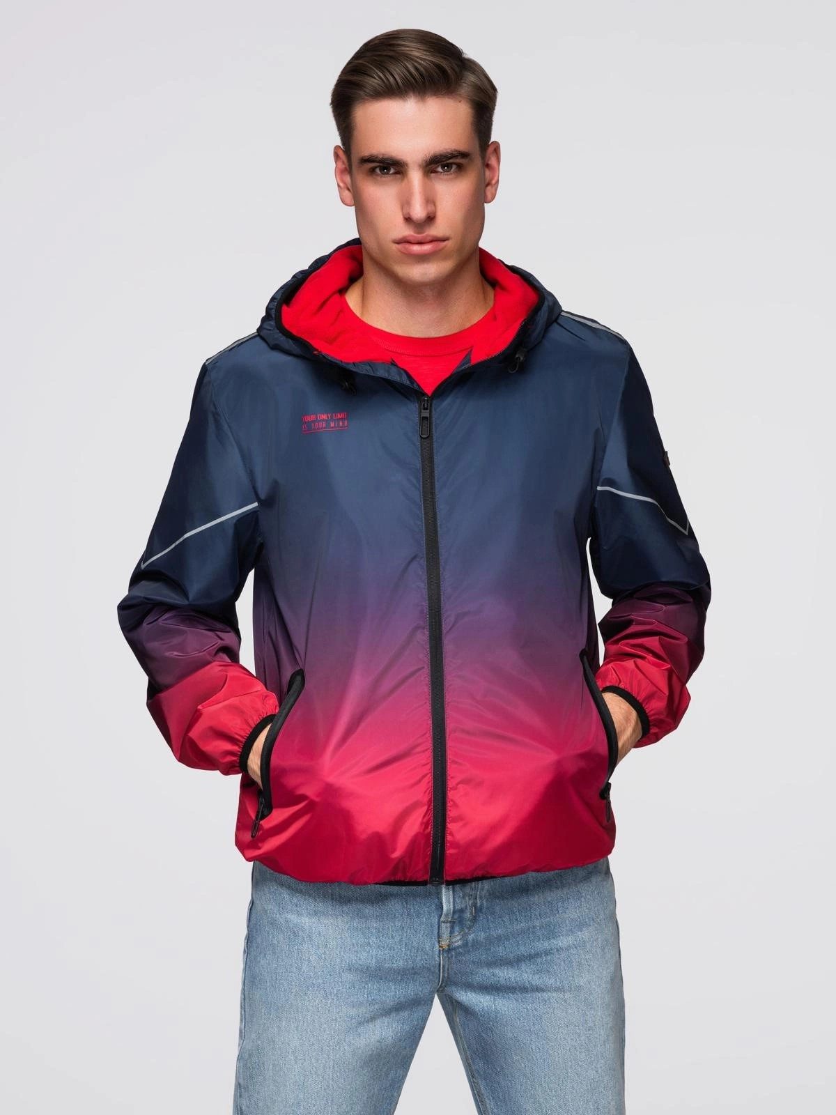 Kapuzenfleecejacke Sportliche Herrenjacke mit Reflektoren und Fleecefutter