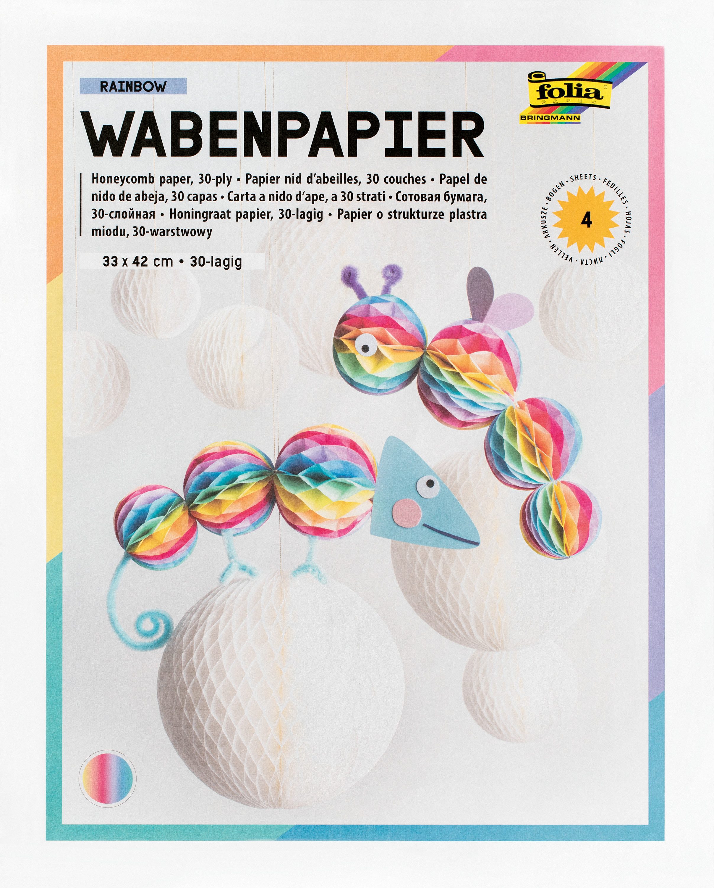 Folia Designpapier Wabenpapier 30-lagig, 4 Blatt