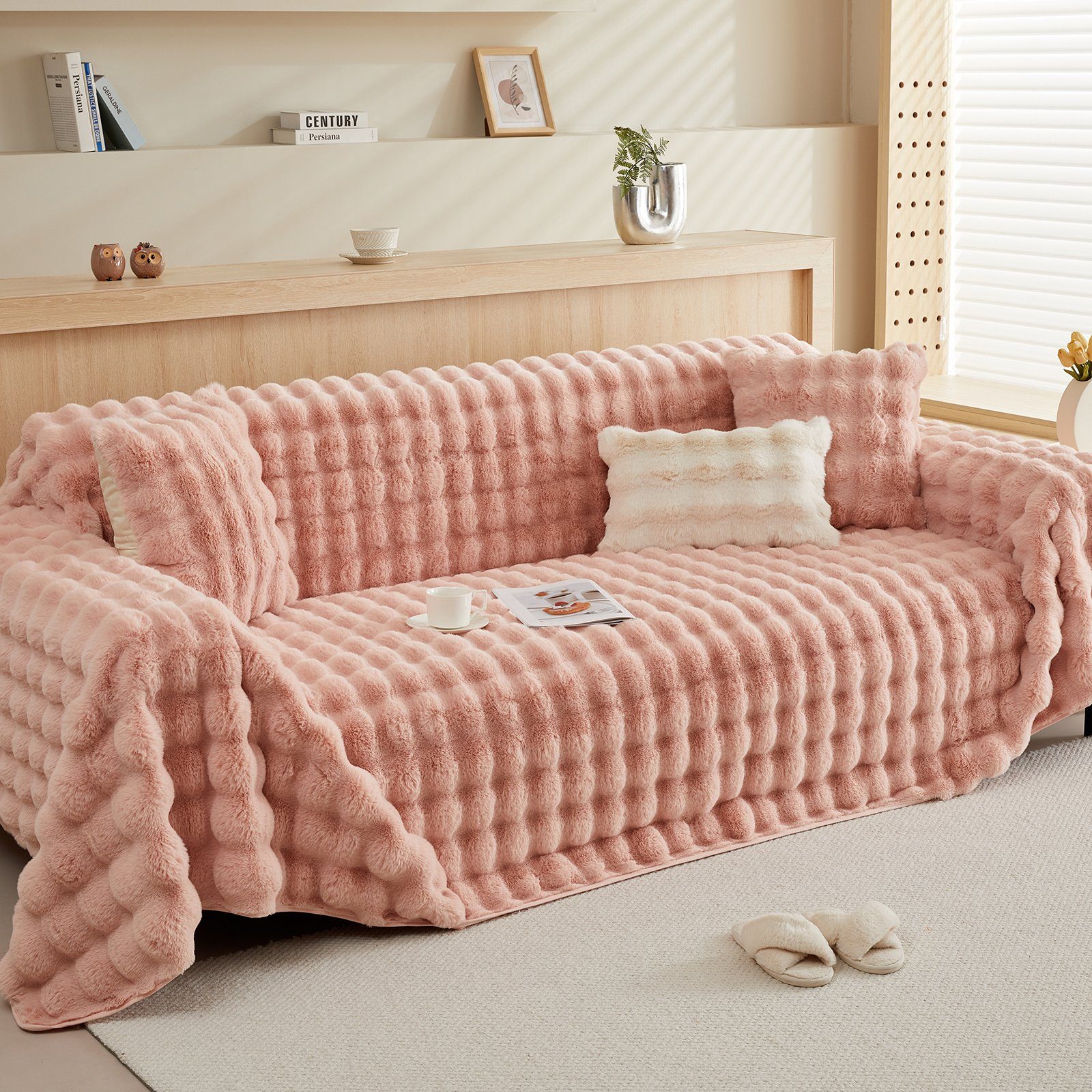 Wohndecke Kunstfelldecken Kaninchen Plüsch Decke,Soft Wohndecke Tagesdecke, BTTO, Warme Überwurfdecke Sofadecke, Blanket Für Bett Sofa Schlafzimmer Büro