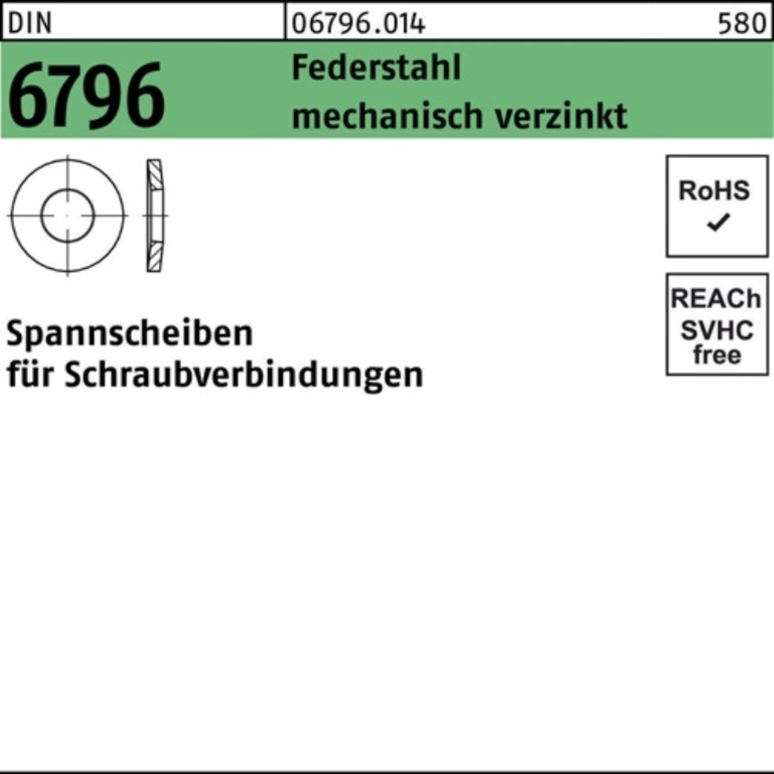 500er Reyher Spannscheibe 2,5 6796 DIN Federstahl 500 mech.verz. Spannscheibe Pack 10x 23x