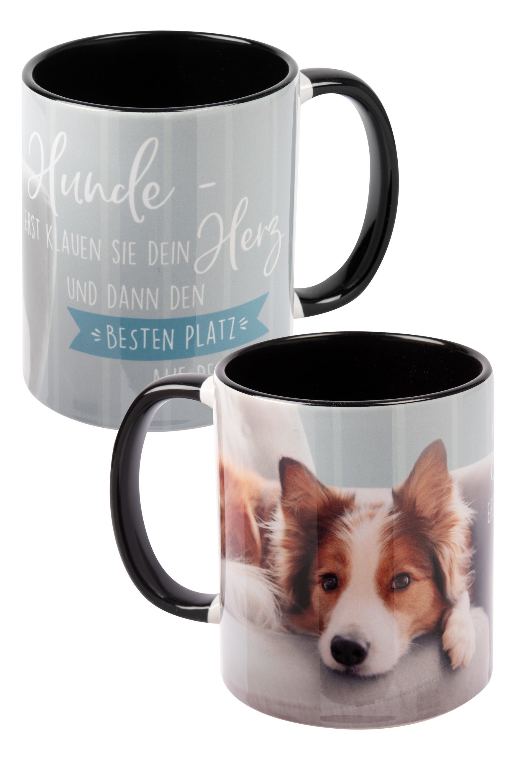 United Labels® Tasse Hunde Tasse - Collie - besten Platz auf dem Sofa Weiß Schwarz 320 ml, Keramik