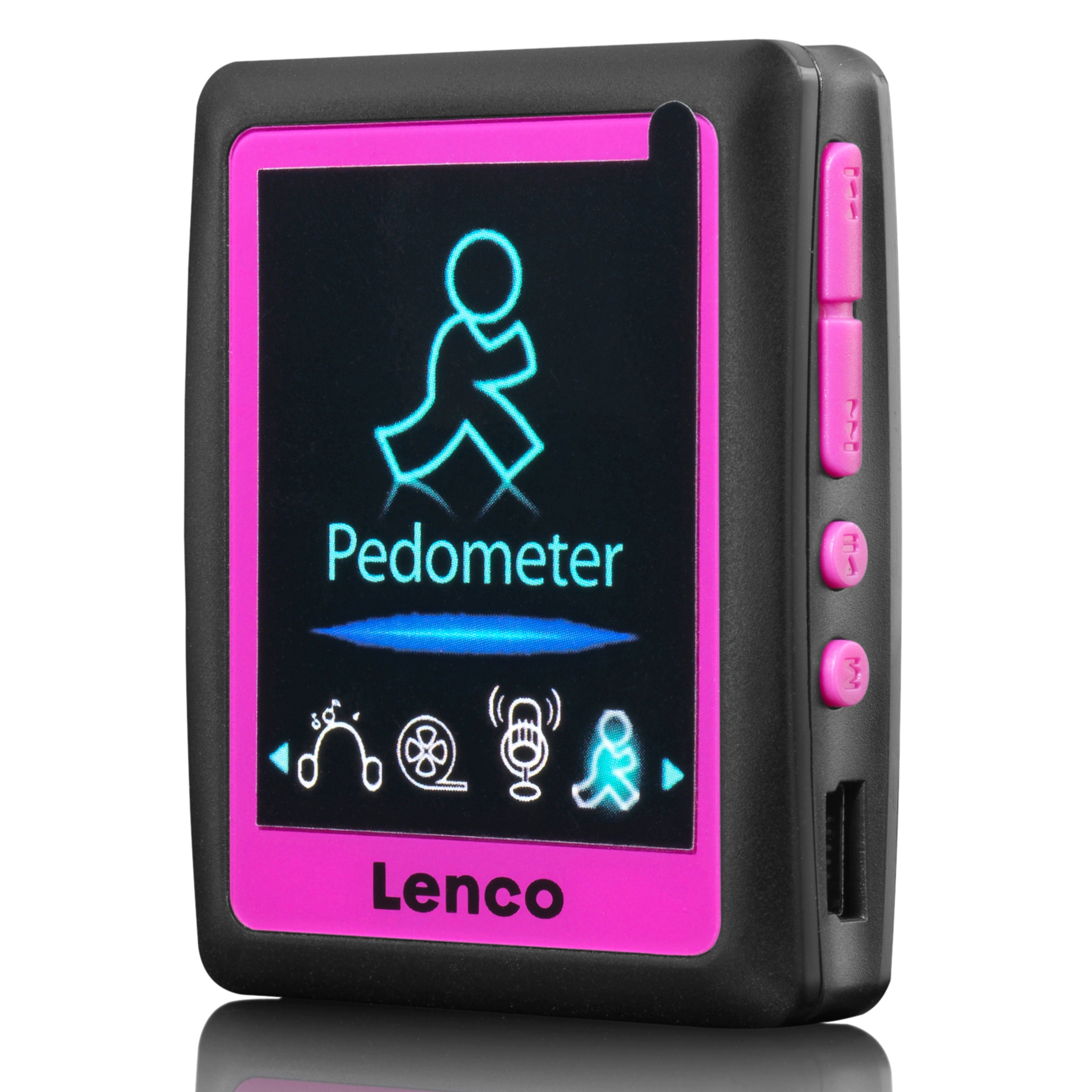 Lenco PODO-152 Pink MP3-Player (4 GB, Retro MP3/4-Player mit Schrittzähler, bis 32GB Speicher in Blau & Rosa)