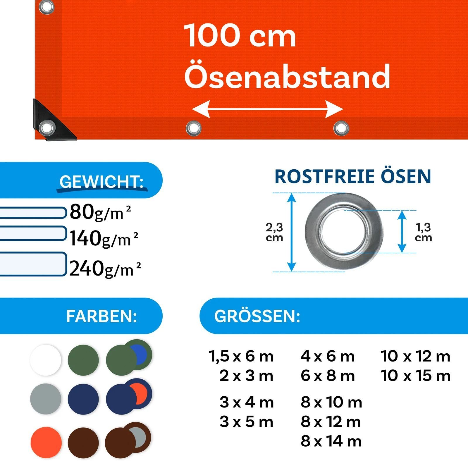 casa pura Schutzplane Reißfest 80 g/m², Abdeckplane in mehreren Farben & Größen, Schutzhülle, Wasserdicht – Bild 4 von 5