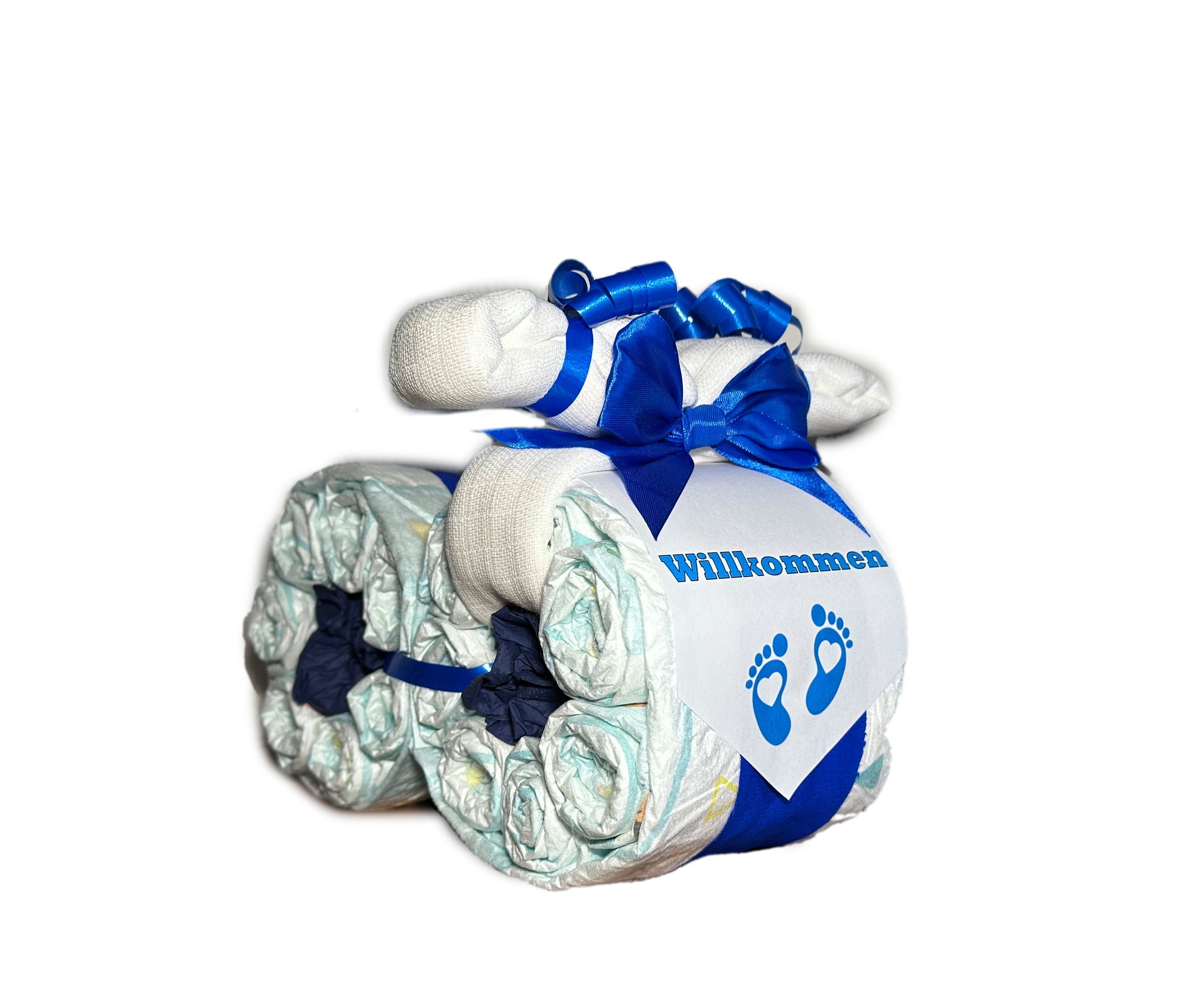 Geschenketorten-Gebhardt Windeln Windeltorte, Windelmotorrad No#1 blau