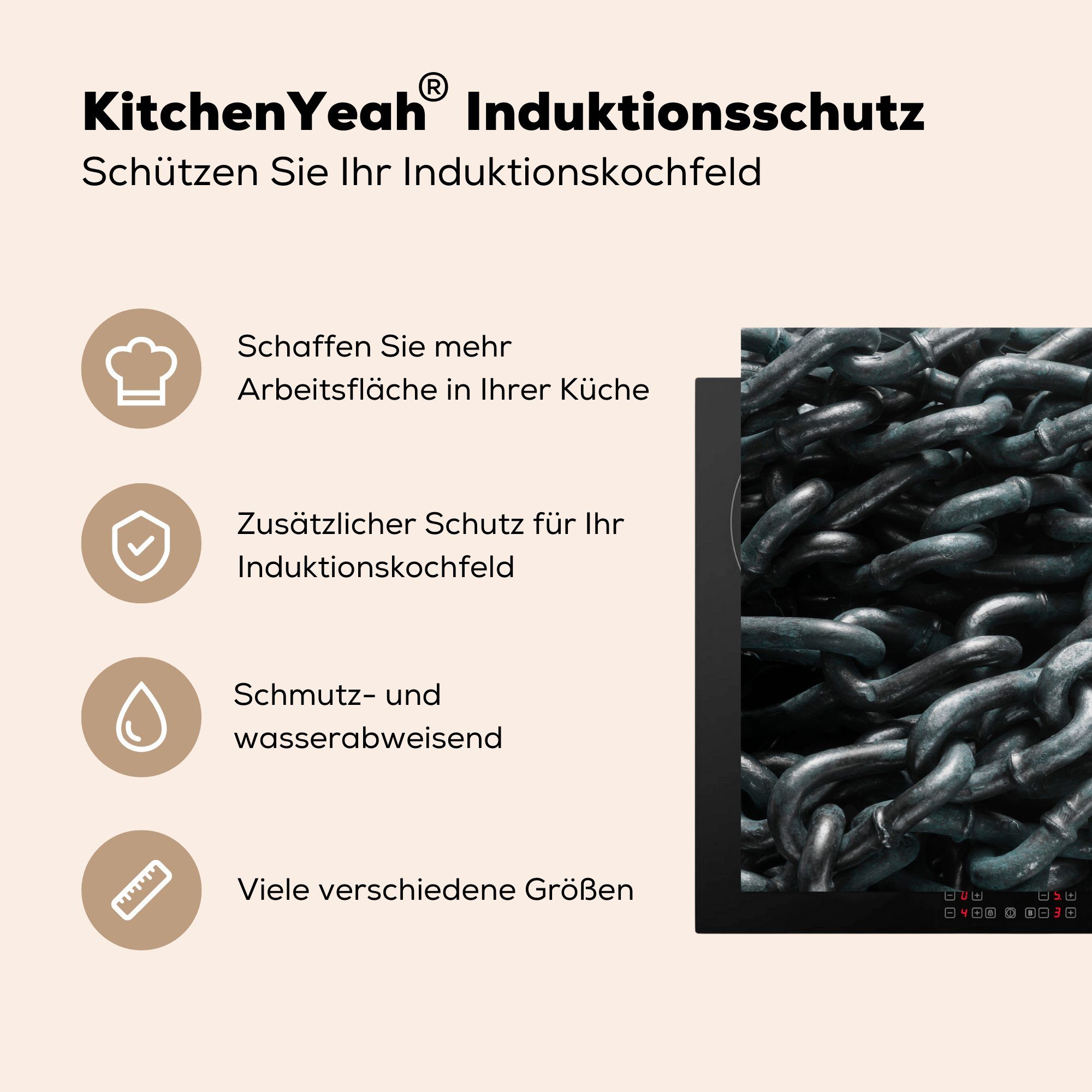 MuchoWow Herdblende-/Abdeckplatte Goldverbindung, Vinyl, cm, tlg), die Schutz (1 Induktionskochfeld für Ceranfeldabdeckung küche, 81x52