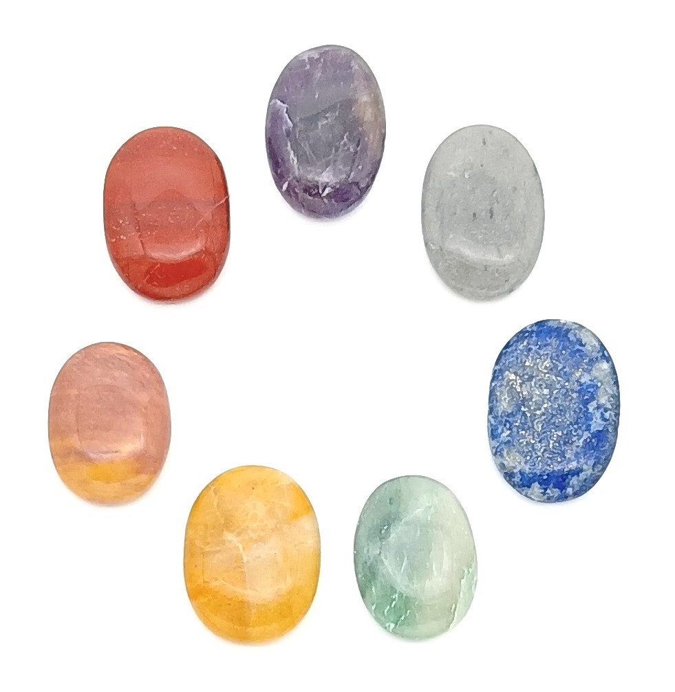 Saraswati Edelstein Chakra Edelsteine Set7, je ca.4x3cm