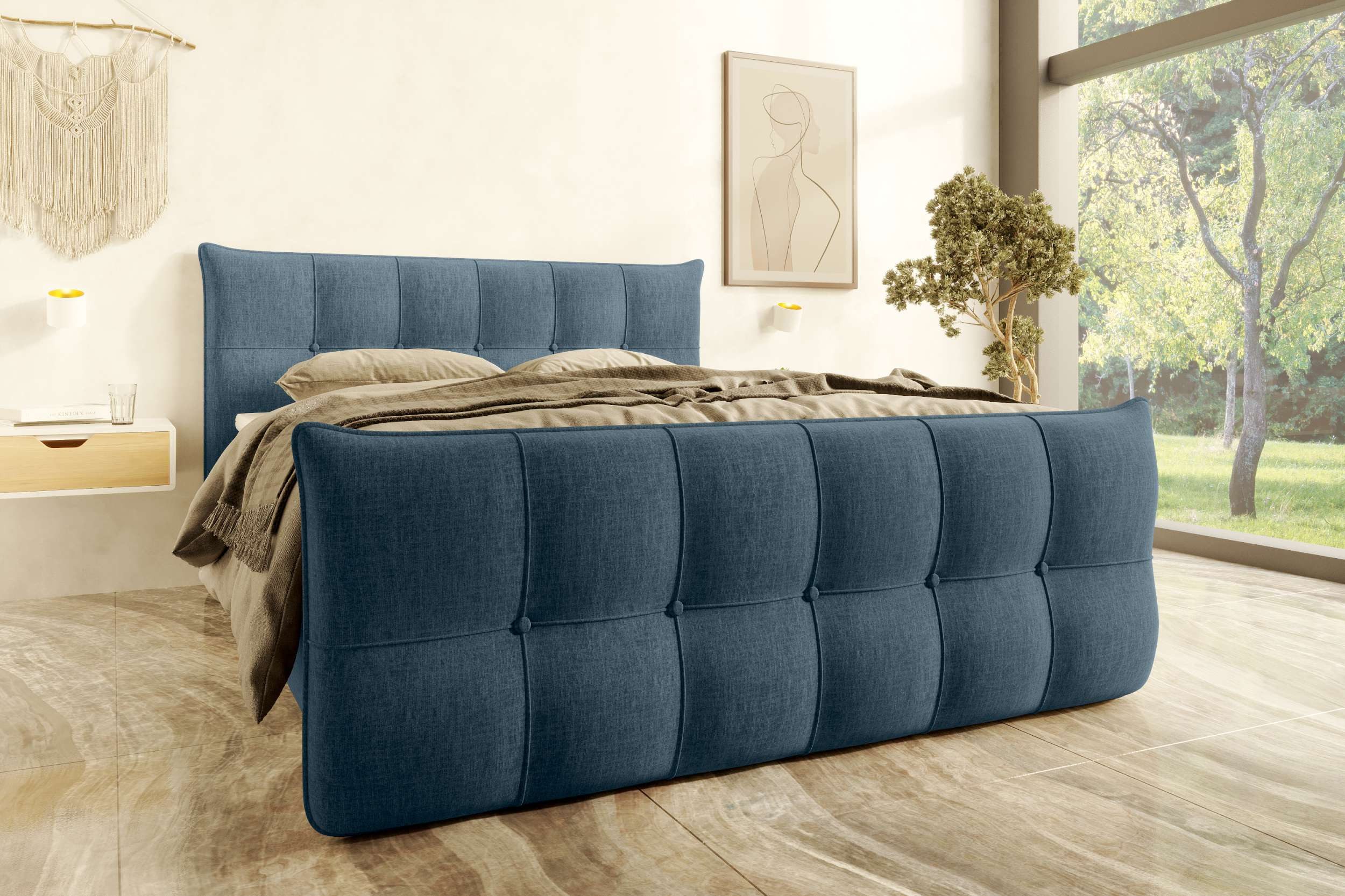 99rooms Boxspringbett Divan Plus (Schlafzimmerbett, Bett), 140/160/180/200x200 cm, in Jacquard TRESOR, mit Topper, Bettkasten