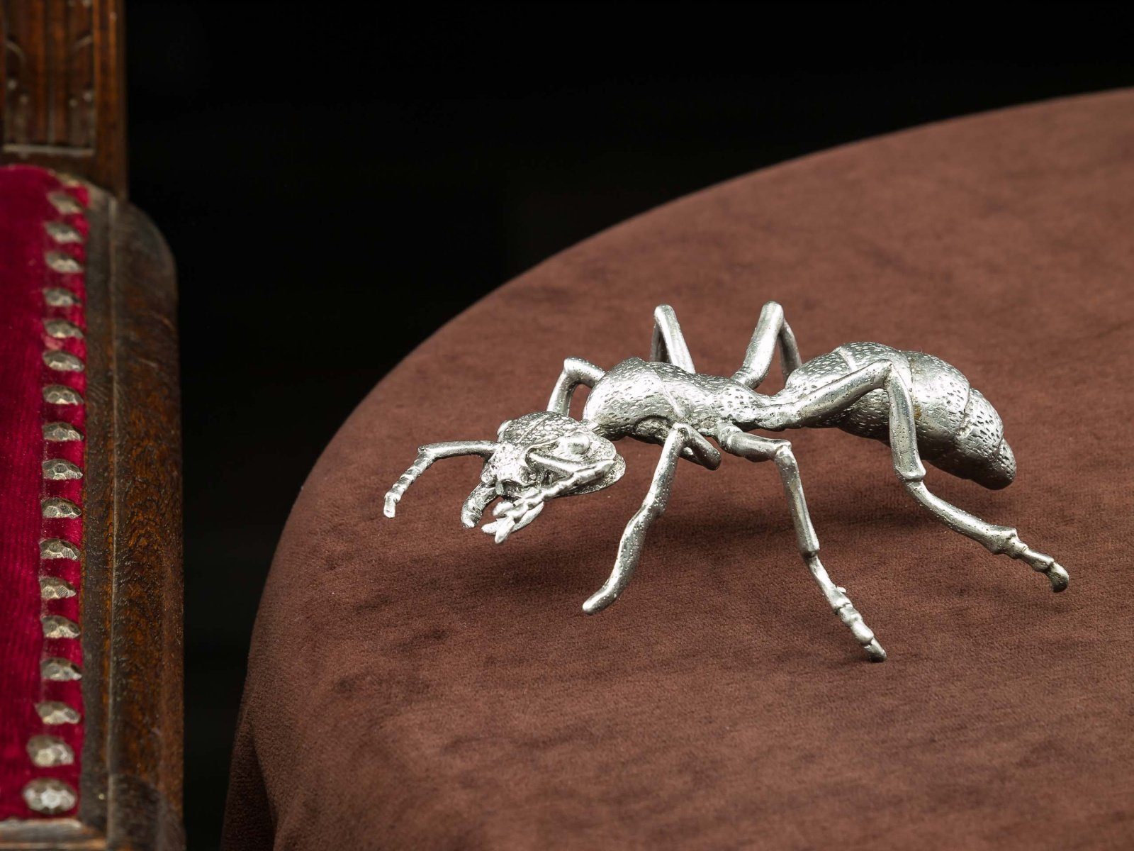 Aubaho Dekofigur Zinnfigur Silber in einer Zinn Ameise Figur Skulptur sculp Insekt Form