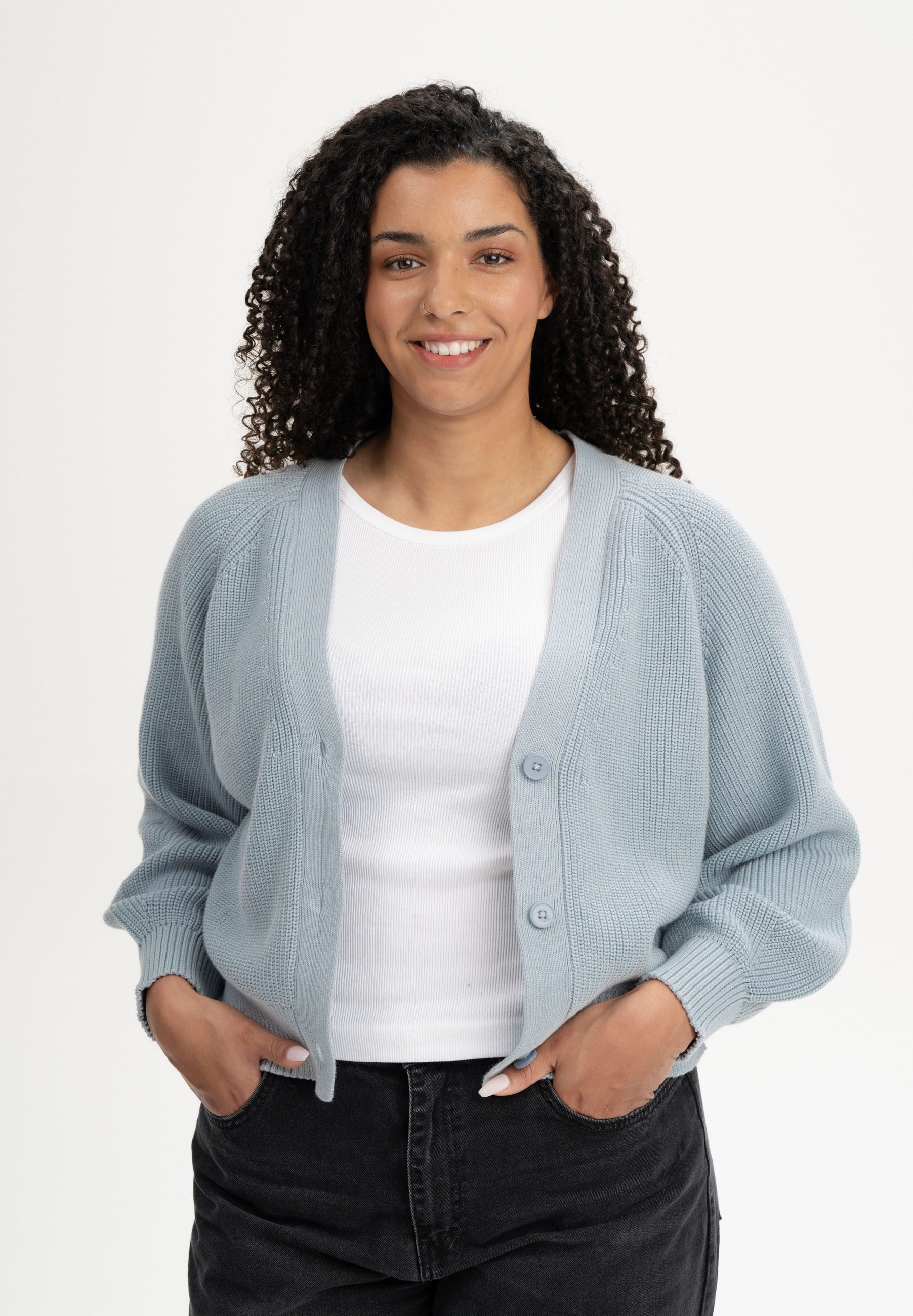 MELA Cardigan Rippstrick Cardigan Style BHUMA Gerippte Bündchen und gerippt günstig online kaufen