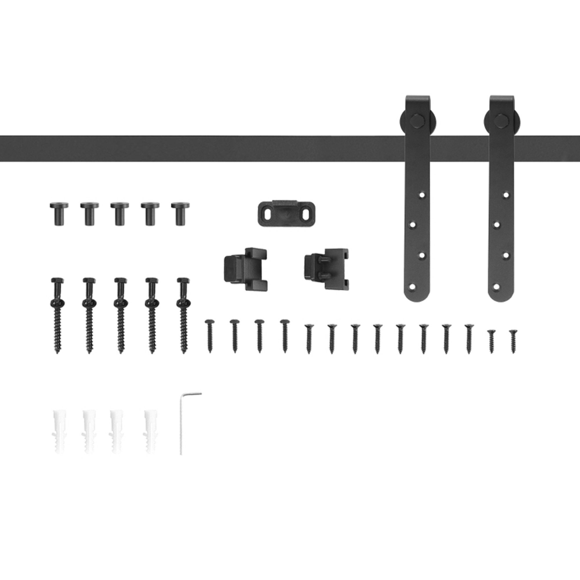 MC Star Türbeschlag Schiebetüren-Beschlagsatz 180 cm Komplett-Set mit Schienen, Rollen (Anti-Sprung-Vorrichtungen Kohlenstoffstahl)