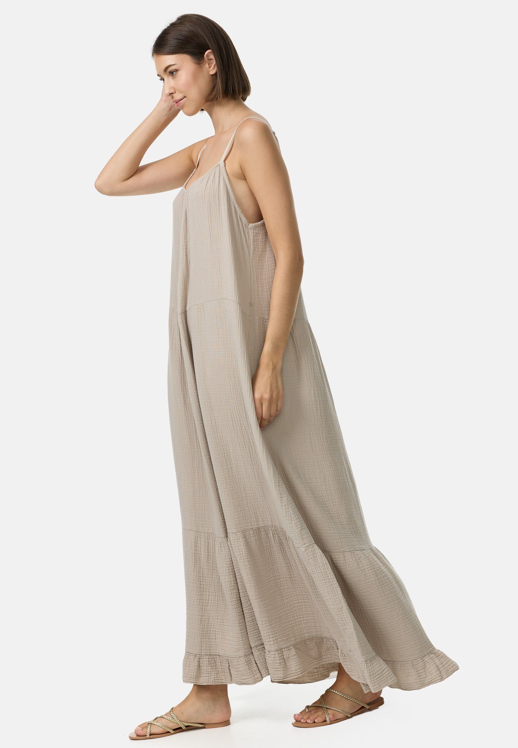 Rayshyne Maxikleid PM48 (Romantisches Maxikleid aus Musselin mit Spaghettiträgern) mit Rüschen, Atmungsaktiv, Hautfreundlich – Bild 4 von 5