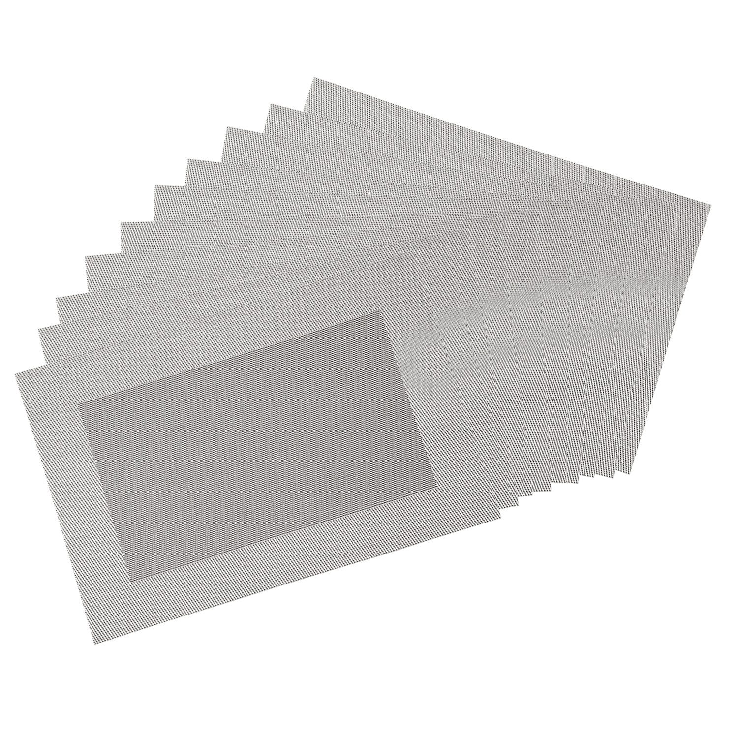 Kesper Platzset 10 Platzsets aus Kunststoff, Silber mit Rand - 43 x 29 cm, (10-St), geräuschdämpfend