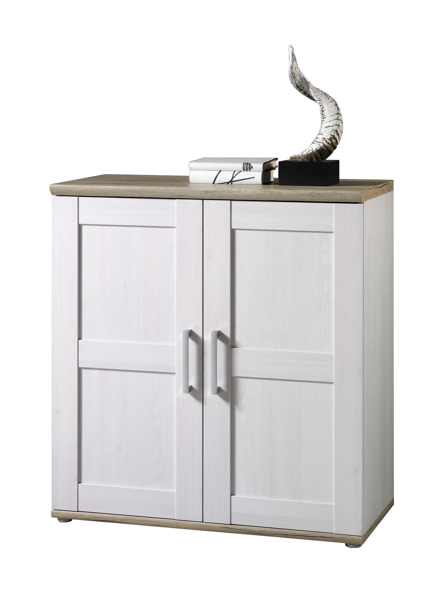 PREISBRECHER Kommode Romance, 2 Türen, Sibiu Lärche / San Remo Hell - 93x99x45cm (BxHxT)