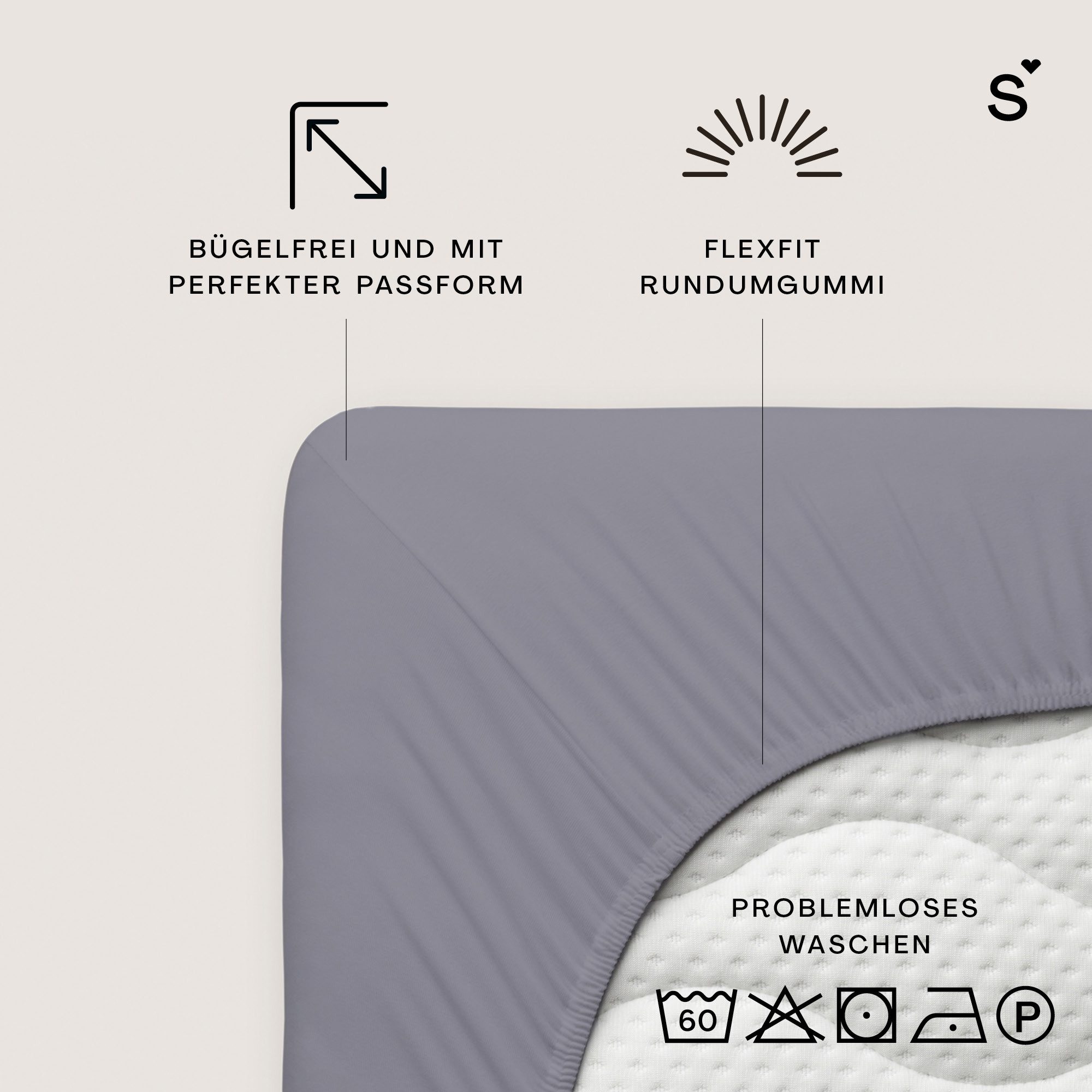 Schlafgut Spannbettlaken Basic Cotton Bettlaken, 160 g/m², 100% Baumwolle, Spannbetttuch, Jersey, Gummizug: rundum, (1 Stück), Spannbettlaken bis 20 cm Matratzenhöhe, bügelfrei und pflegeleicht