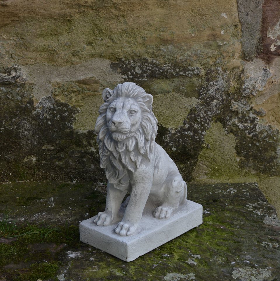 gartendekoparadies.de Gartenfigur Löwen Statue, Steinfigur, Torwächter, H. 34 cm, 10 kg, Frostsicher