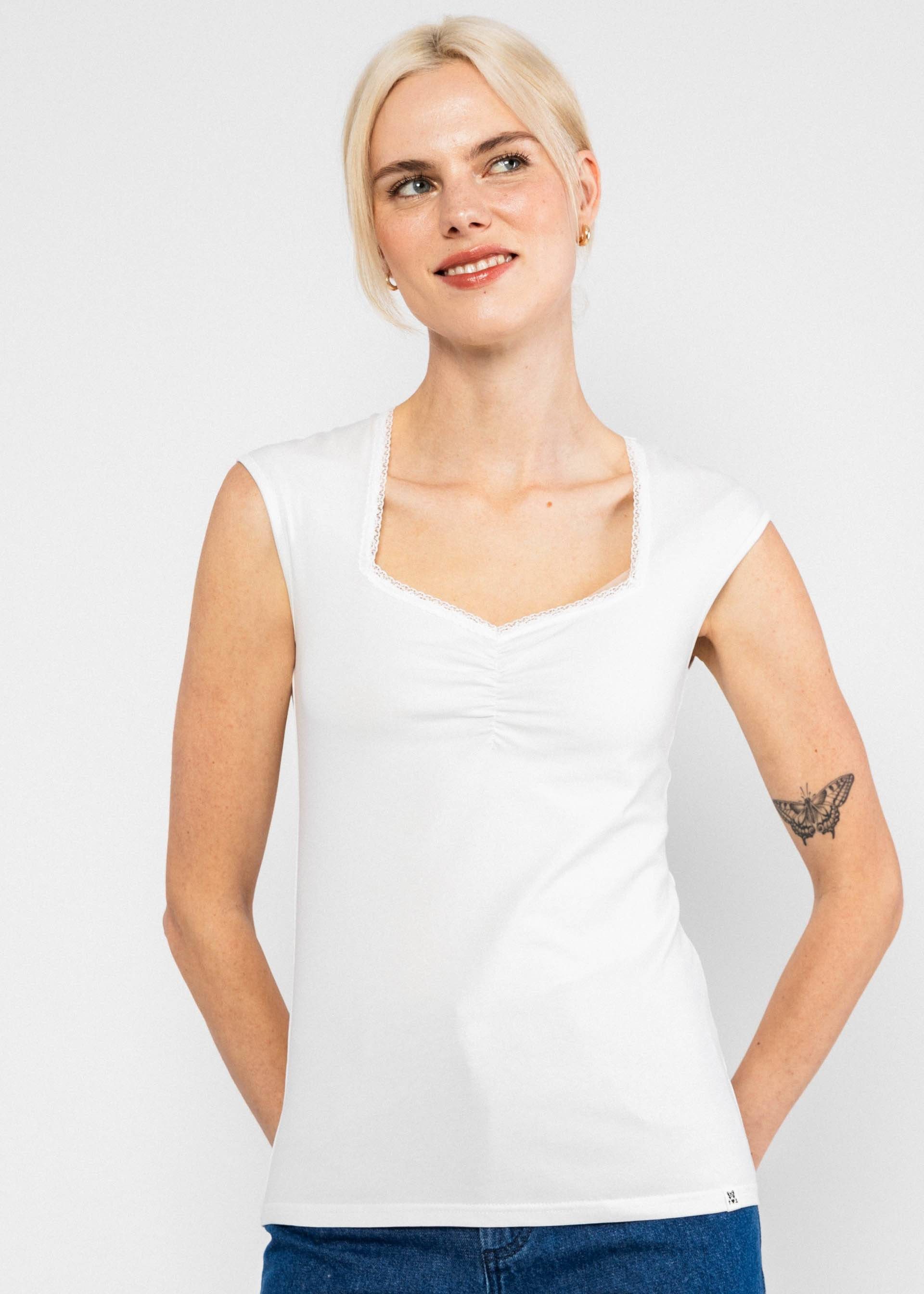 Blutsgeschwister T-Shirt - Damen Top mit Herzausschnitt - ärmelloses Sommertop - Let Romance Ru