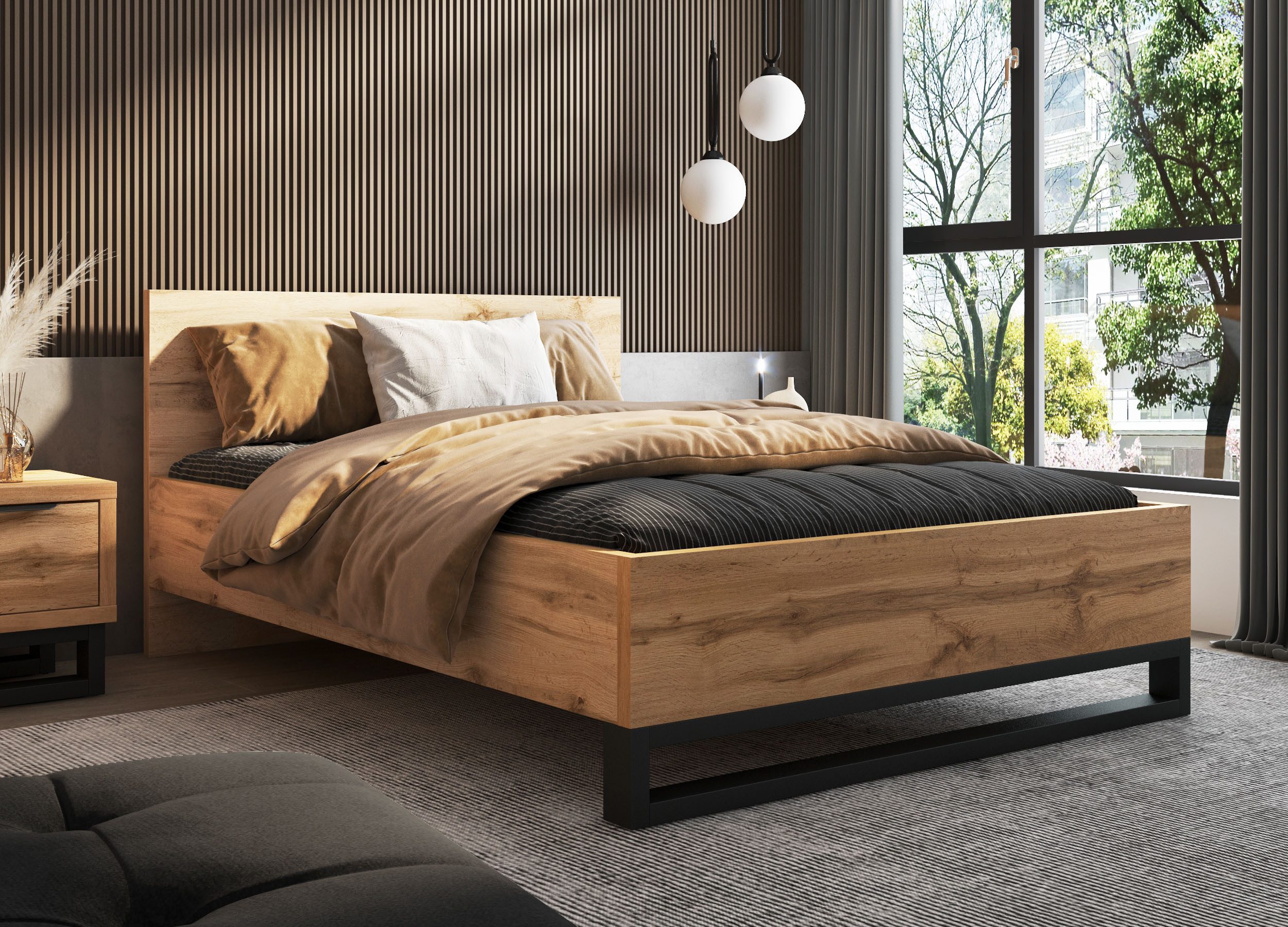 Home affaire Schlafzimmer-Set Bronne,Komplettschlafzimmer (Set,4-St), Schlafzimmer-Set, Schrank 191cm breit, 2xNachtische, Bett180/200cm – Bild 4 von 5