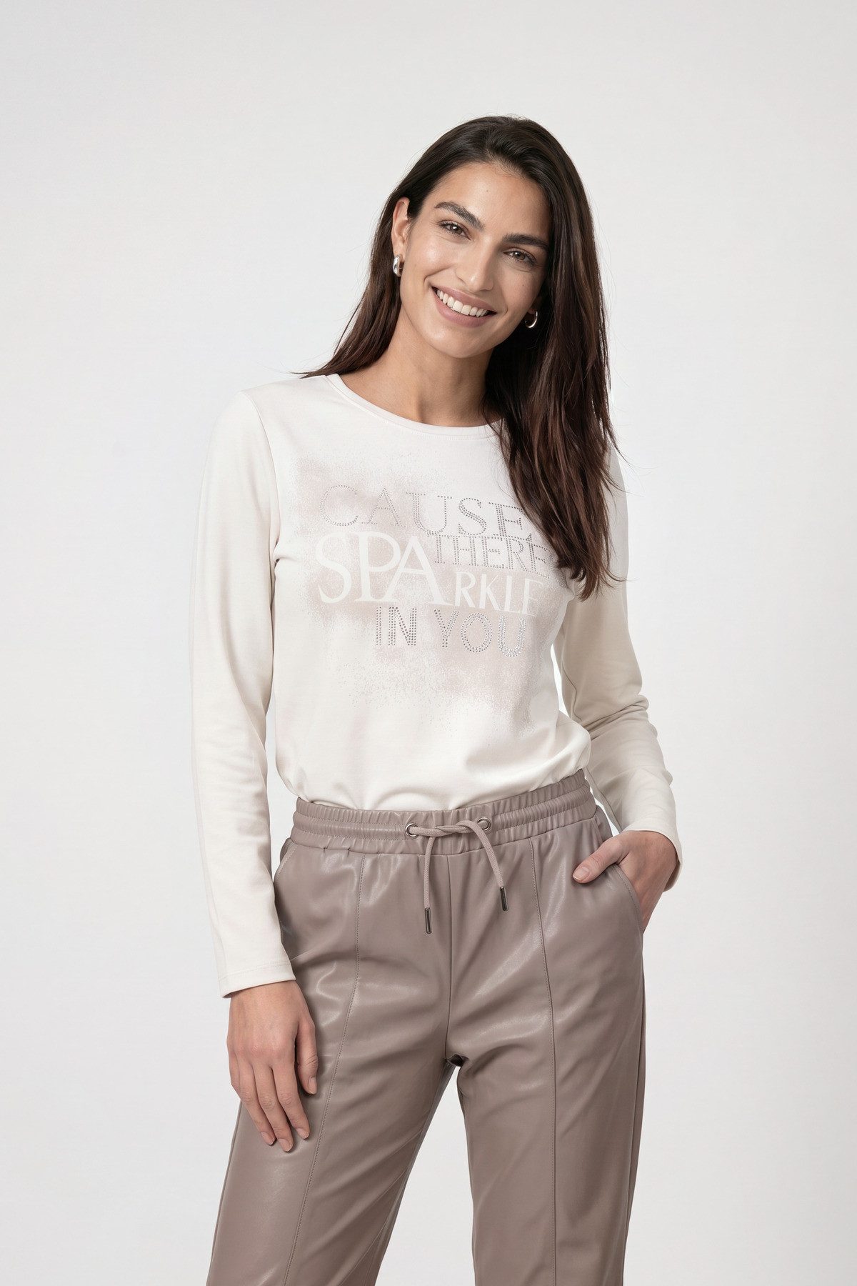Monari Sweatshirt Sweatshirt Schmuck Schrift Regular fit mit Rundhalsausschnitt
