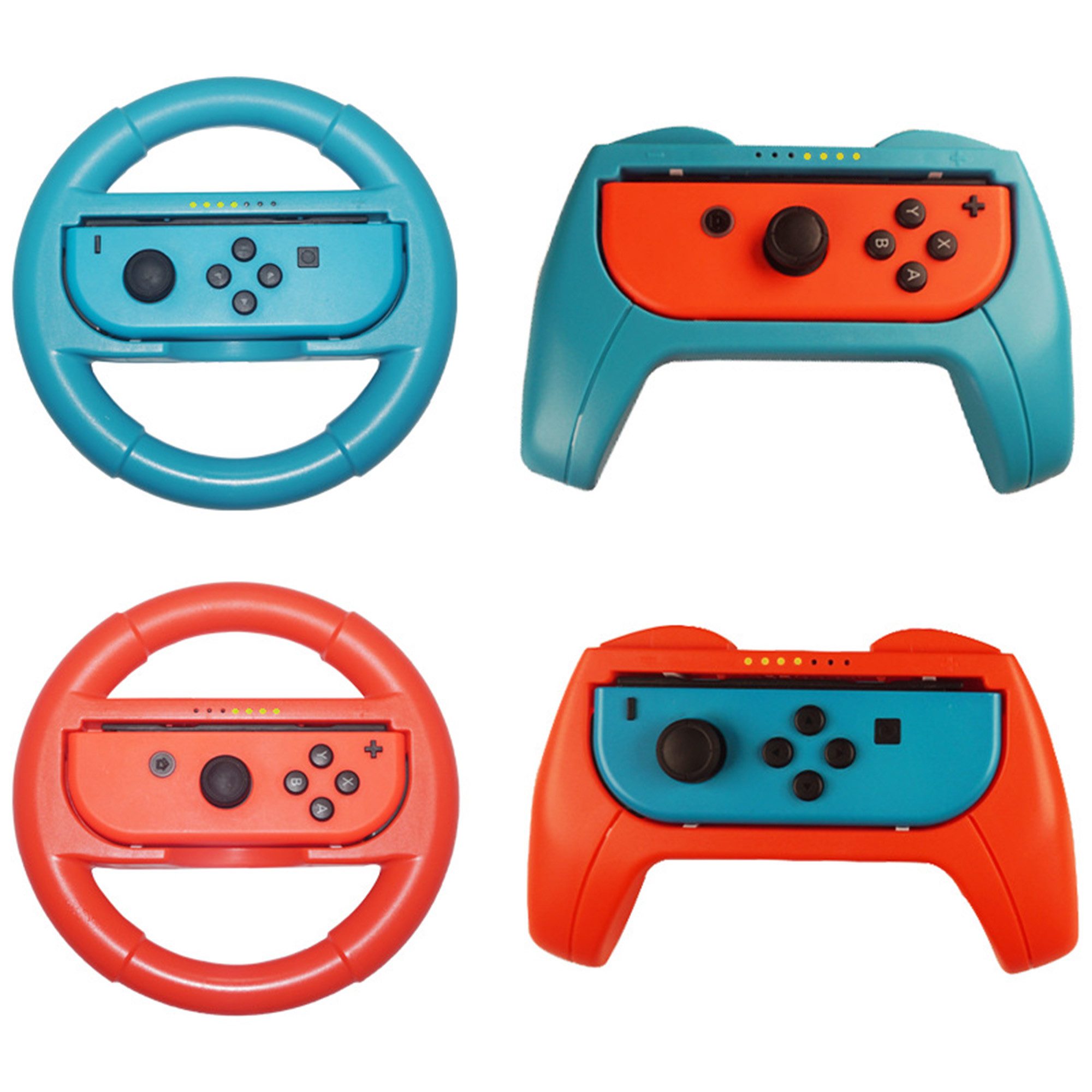 Switch Controller Griff Kit,2 Stück Handgriff & 2 Stück Lenkrad, Switch-Controller