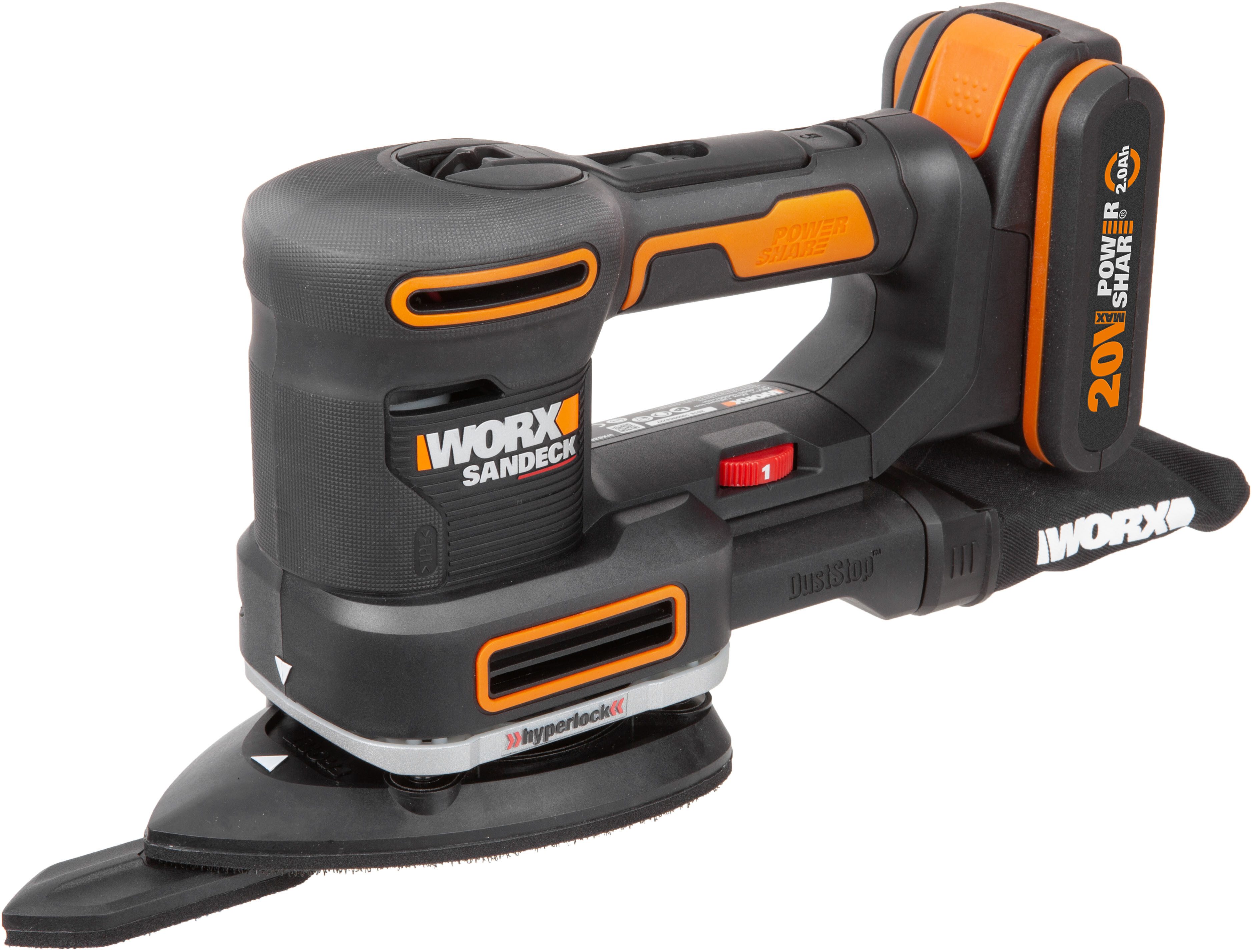 Worx Akku-Multischleifer WX820, 5-in-1 Funktionen, DustStop-Mikrofilter, inkl. Akku & Ladegerät
