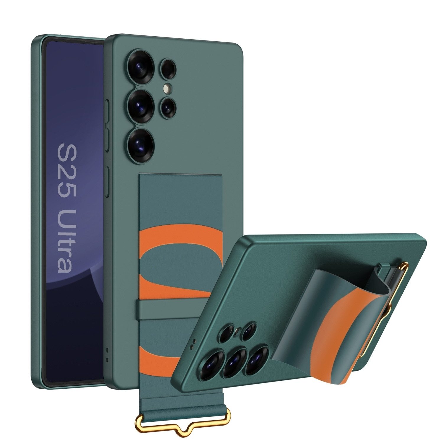 Handyhülle Für Samsung Galaxy S25 Ultra GKK Ultra dünne Hülle Armband Halter Grün