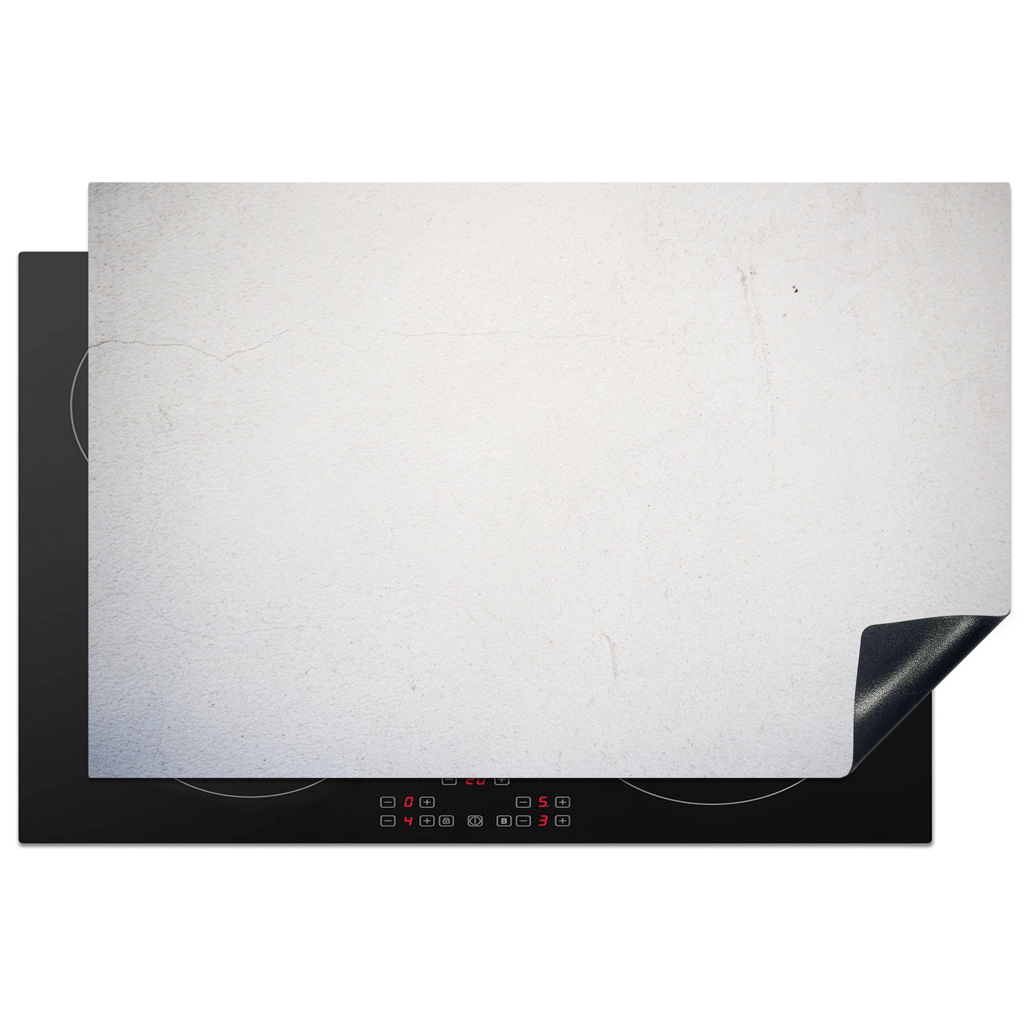 MuchoWow Herdblende-/Abdeckplatte Beton - Weiß, Vinyl, (1 tlg), 81x52 cm, Induktionskochfeld Schutz für die küche, Ceranfeldabdeckung