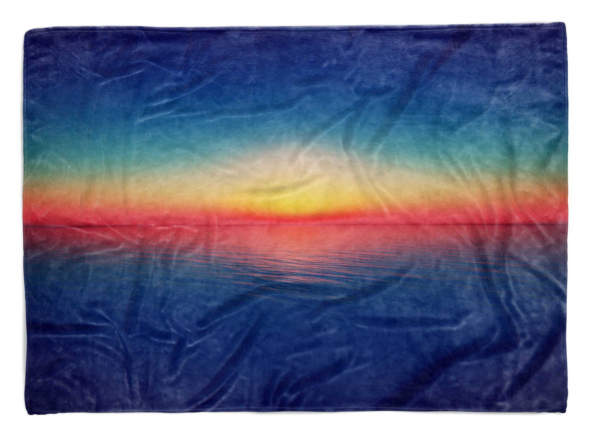 Neue Artikel sind eingetroffen 1 Sinus Art Handtücher Handtuch (1-St), Kuscheldecke Fotomotiv mit Horizont Baumwolle-Polyester-Mix Abstrakt Strandhandtuch Saunatuch Meer, Handtuch
