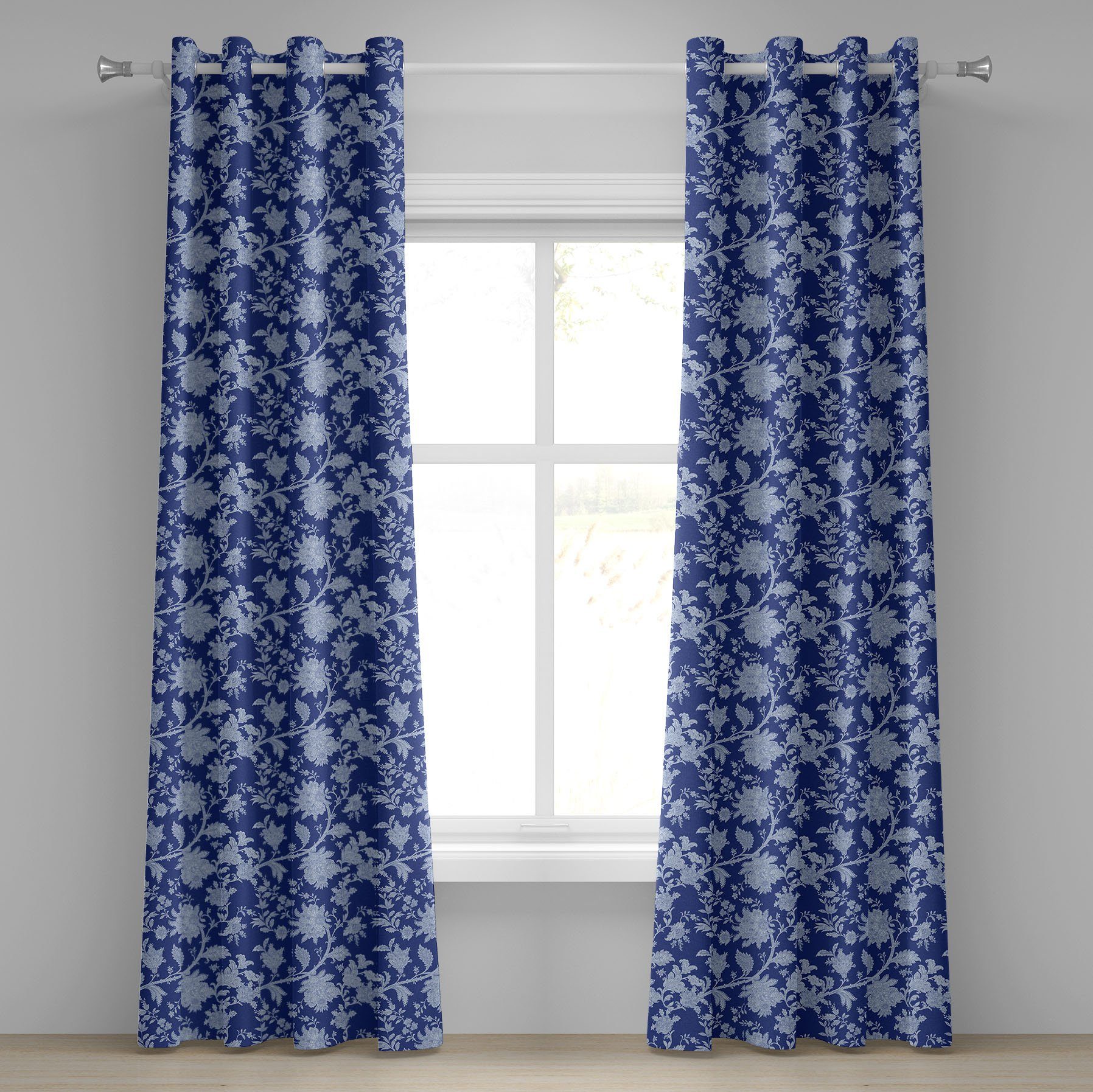 Gardine Dekorative 2-Panel-Fenstervorhänge für Schlafzimmer Wohnzimmer, Abakuhaus, Blumen Paisley-Muster man