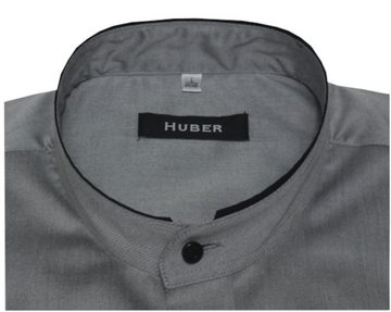 Huber Hemden Langarmhemd HU-0077 Stehkragen, Kragenkontrast, Regular Fit-gerader Schnitt, Made in EU