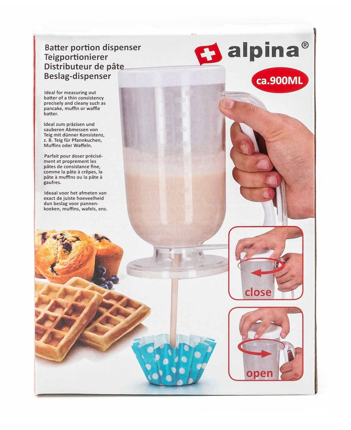 Alpina Teigportionierer Teigspender, (Backzubehör, für Muffins, Waffeln, Pfannkuchen, Crêpes), Teigportionierer
