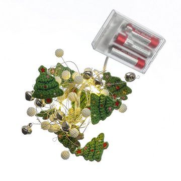 MARELIDA LED-Lichterkette grüne Tannenbäume und Glöckchen 20LED 1,9m Deko Weihnachtsgirlande, 20-flammig