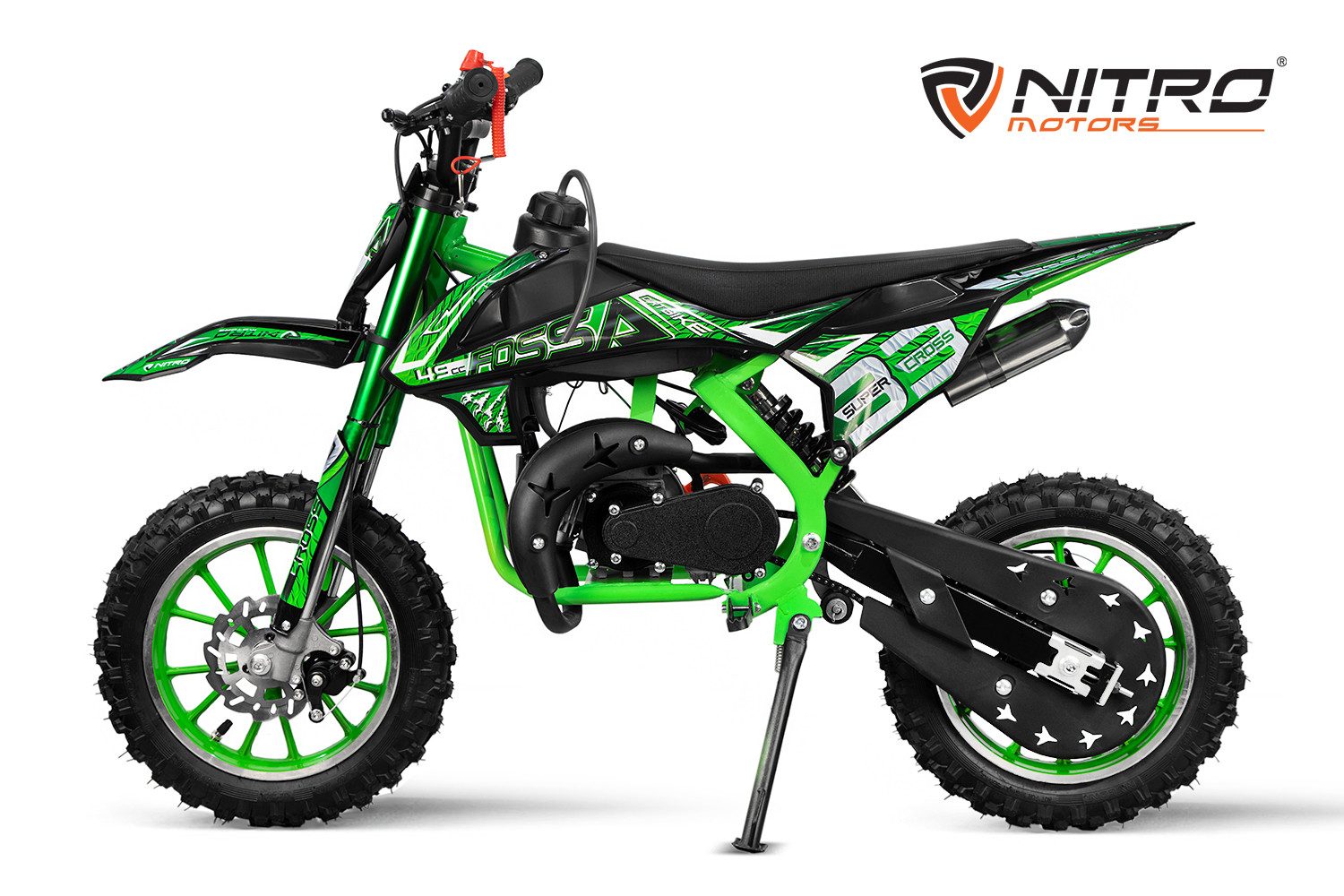 Nitro Motors Dirt-Bike Fossa 49cc Pullstart Dirtbike 10" Crossbike Kindermotorrad Pocketbike, 1 Gang