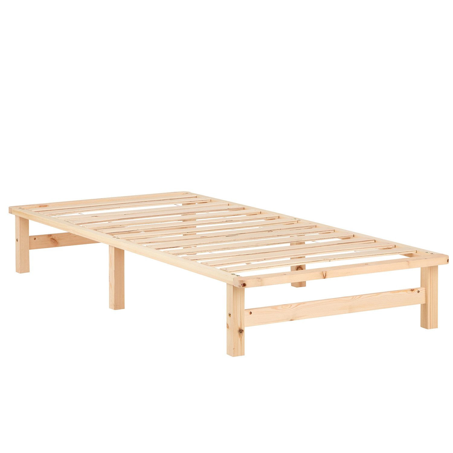 Homestyle4u Holzbett Palettenbett Massivholzbett Futonbett Natur Weiß Grau 90/140x200 cm