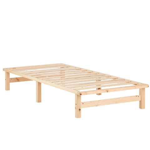 Homestyle4u Holzbett Palettenbett Massivholzbett Futonbett Palettenmöbel Bett Natur Weiß