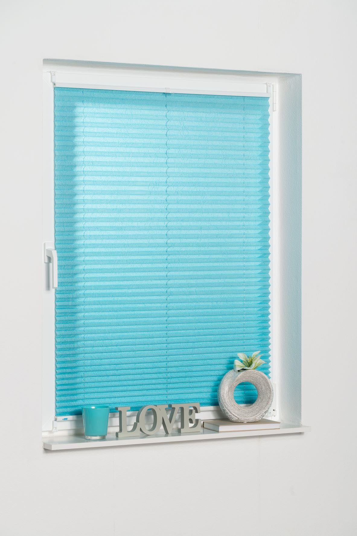 K-HOME Plissee Klemmfix Pisa, Lichtschutz, ohne Bohren, verspannt, Klemmfix, Crushed-Optik