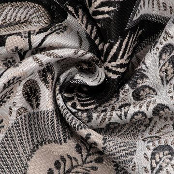 SCHÖNER LEBEN. Stoff Dekostoff Jacquard Metallic Botanic Arty Blätter silber grau 1,4m