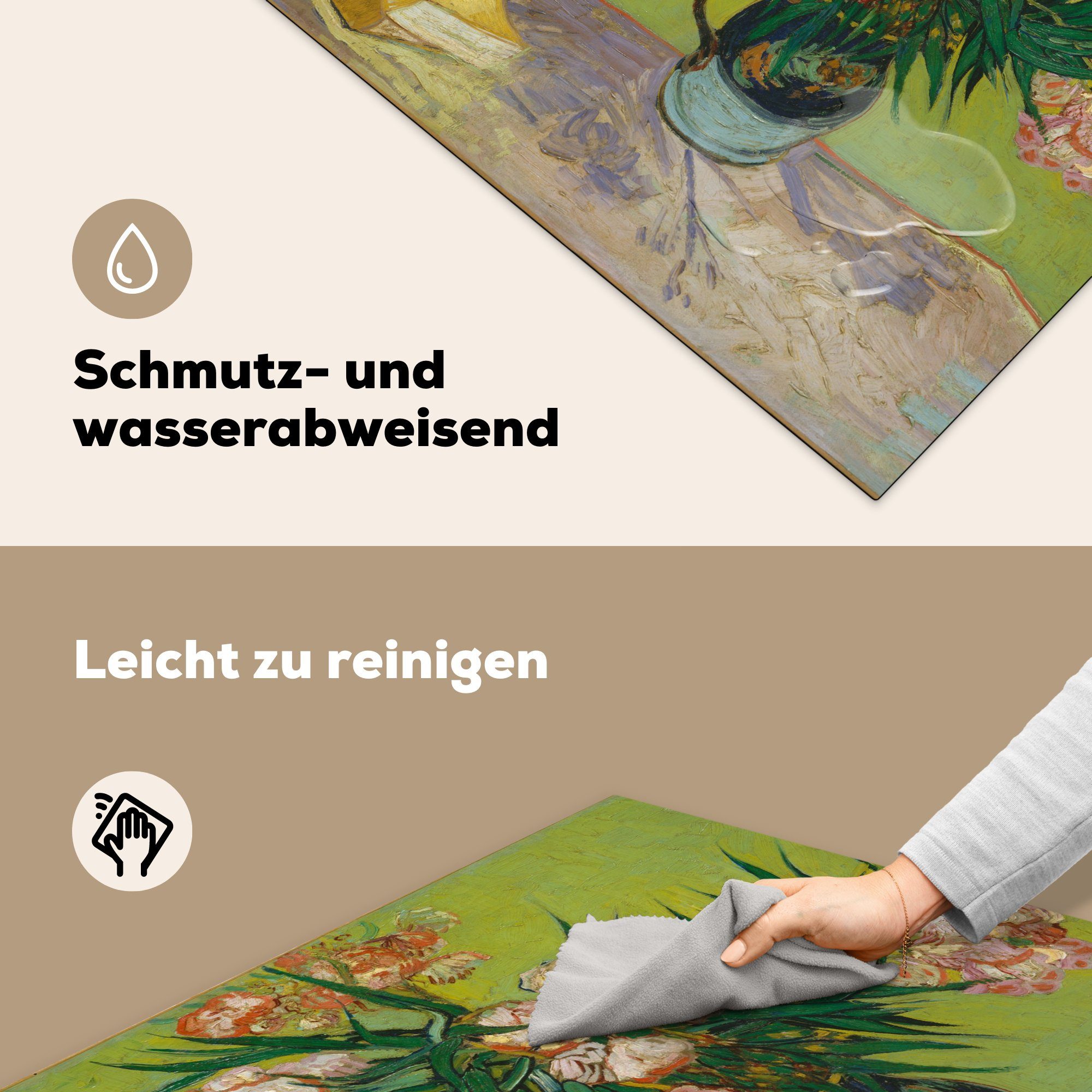 Gemälde van für Der Vinyl, Gogh, küche (1 tlg), MuchoWow Ceranfeldabdeckung, cm, von Arbeitsplatte Vincent 78x78 Herdblende-/Abdeckplatte - Oleander