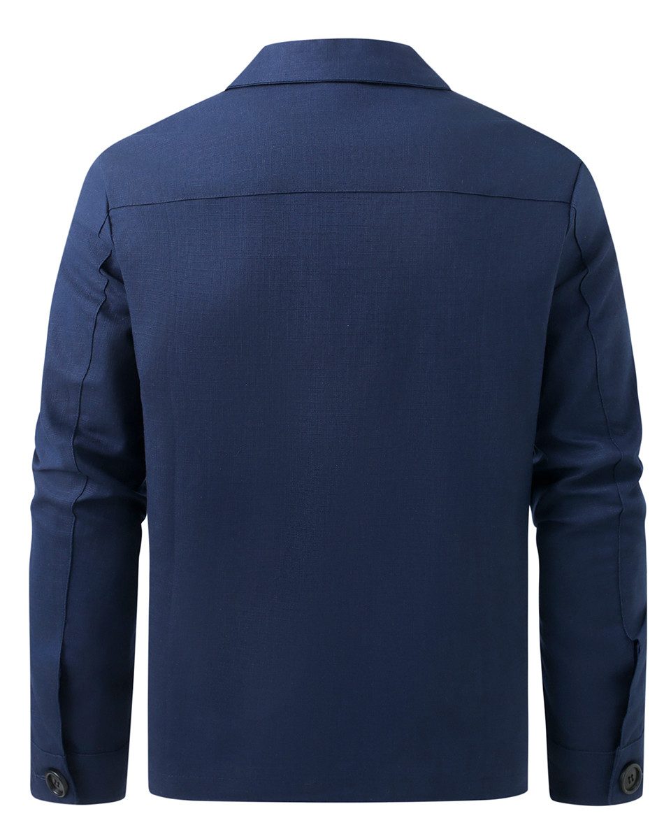 Allthemen Hemdjacke mit Reverskragen Herren Hemdjacke aus Leinen perfekt Passform