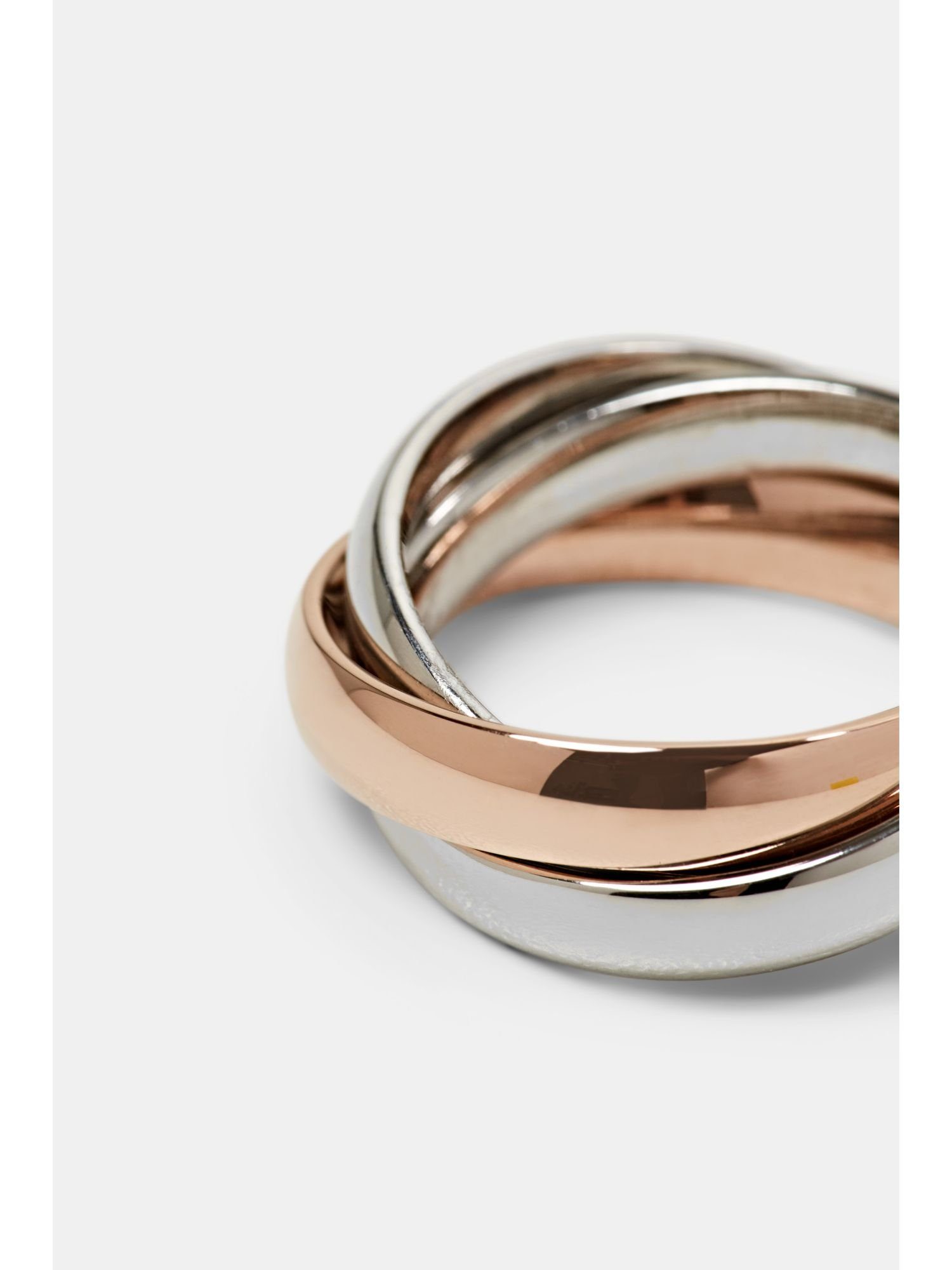 silber Edelstahl aus Silberring roségold, Esprit Trio-Ring