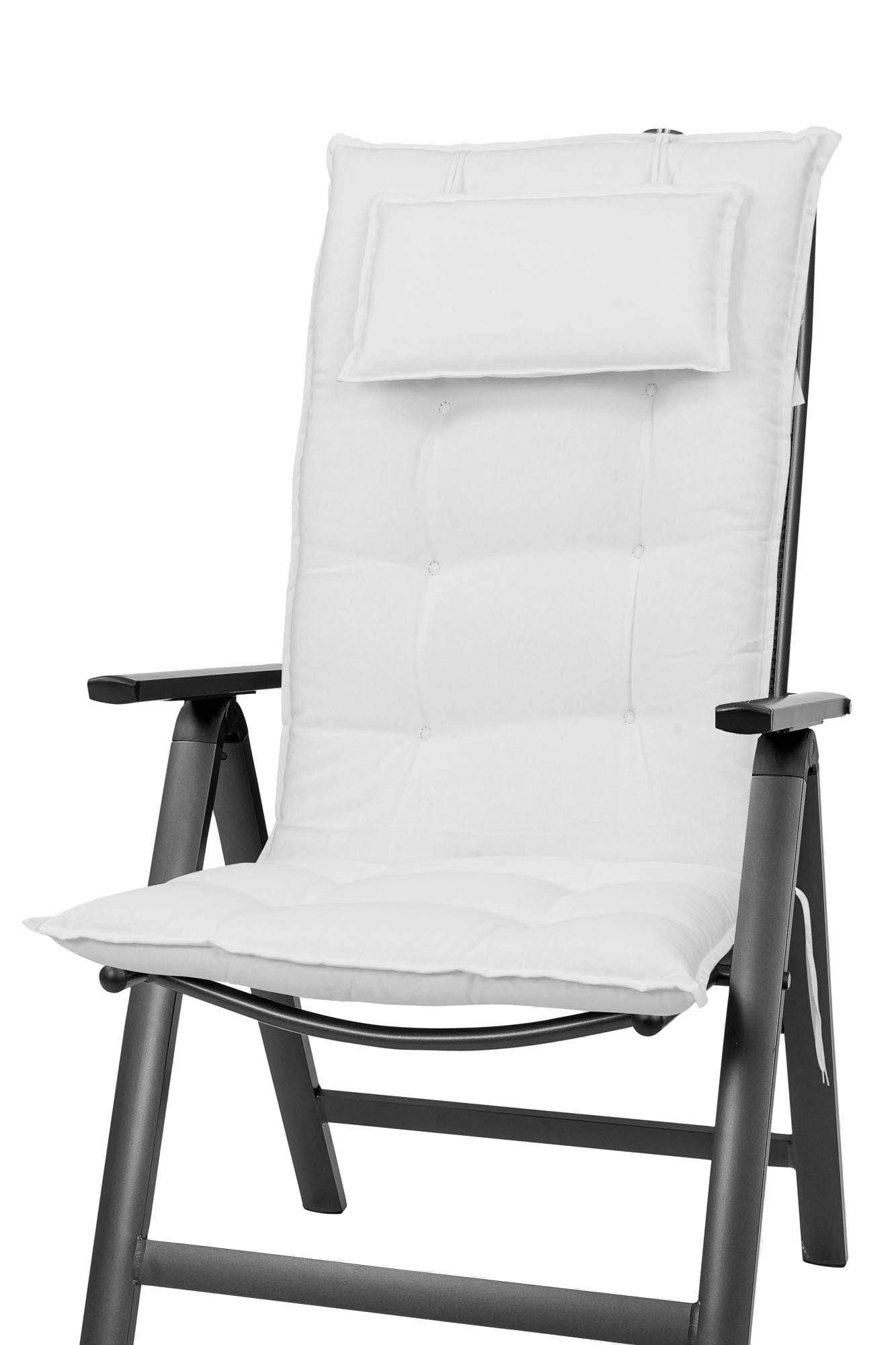 KETTtex Hochlehnerauflage Hochlehner Marbella 2320 weiß 121x50x8 cm KETTtex, (1 St), Eckhaltebänder mit Bindebändern