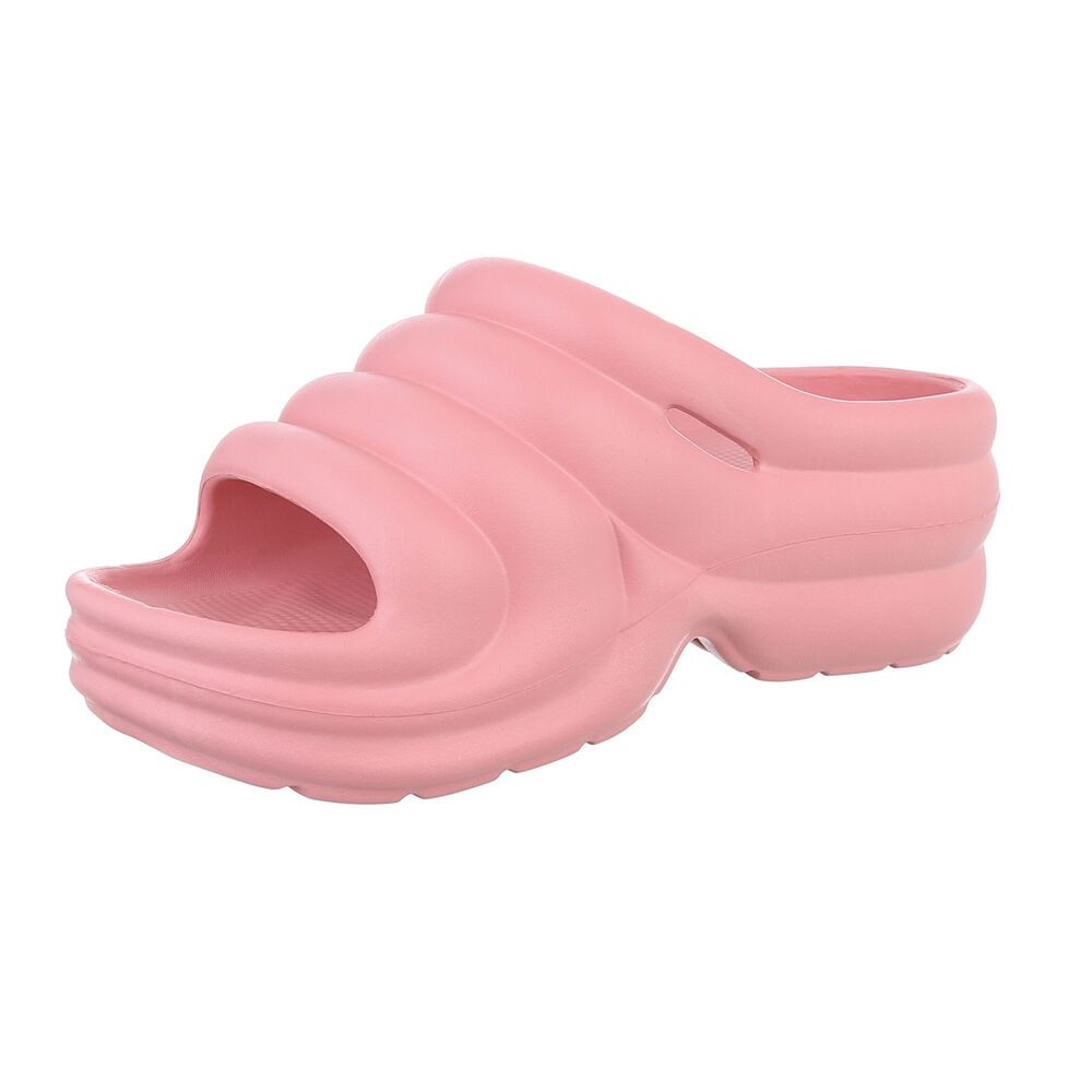 Ital-Design Damen Mules Strand Plateausandaletten (86192856) Keilabsatz/Wedge Keilsandaletten in Rosa