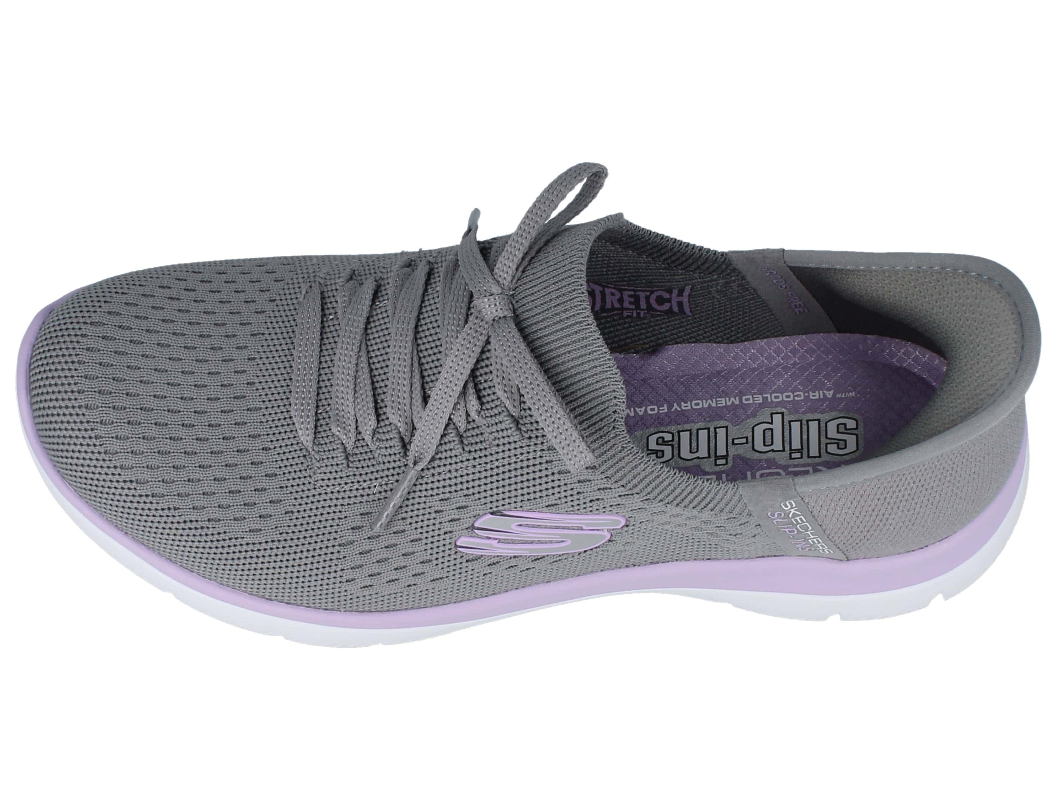 Skechers SKECHERS Slip-Ins Damen Schlupfsneaker grau lila Textil vegan - Slipper Vegan