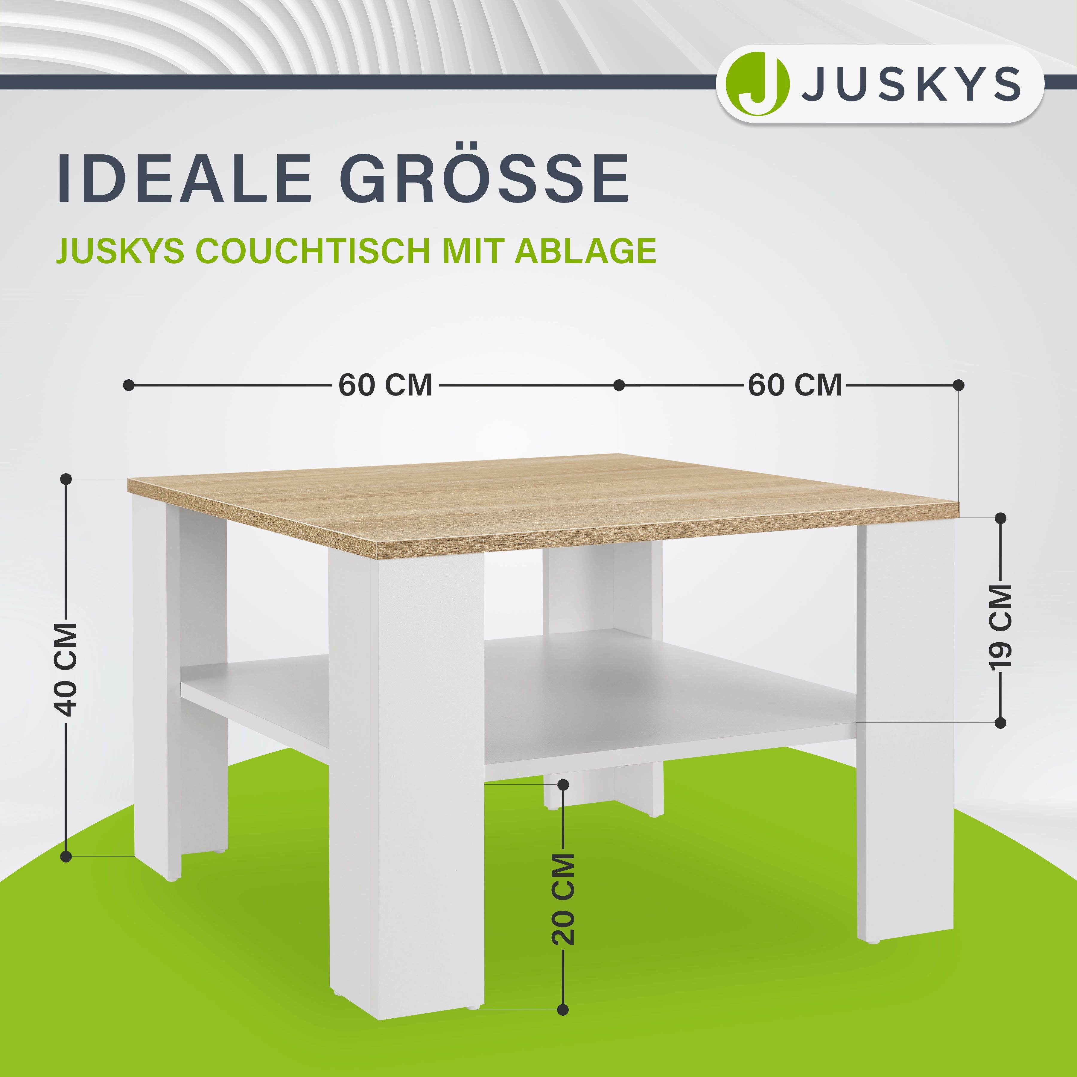 Juskys Couchtisch, Weiß / Holzoptik mit günstig online kaufen