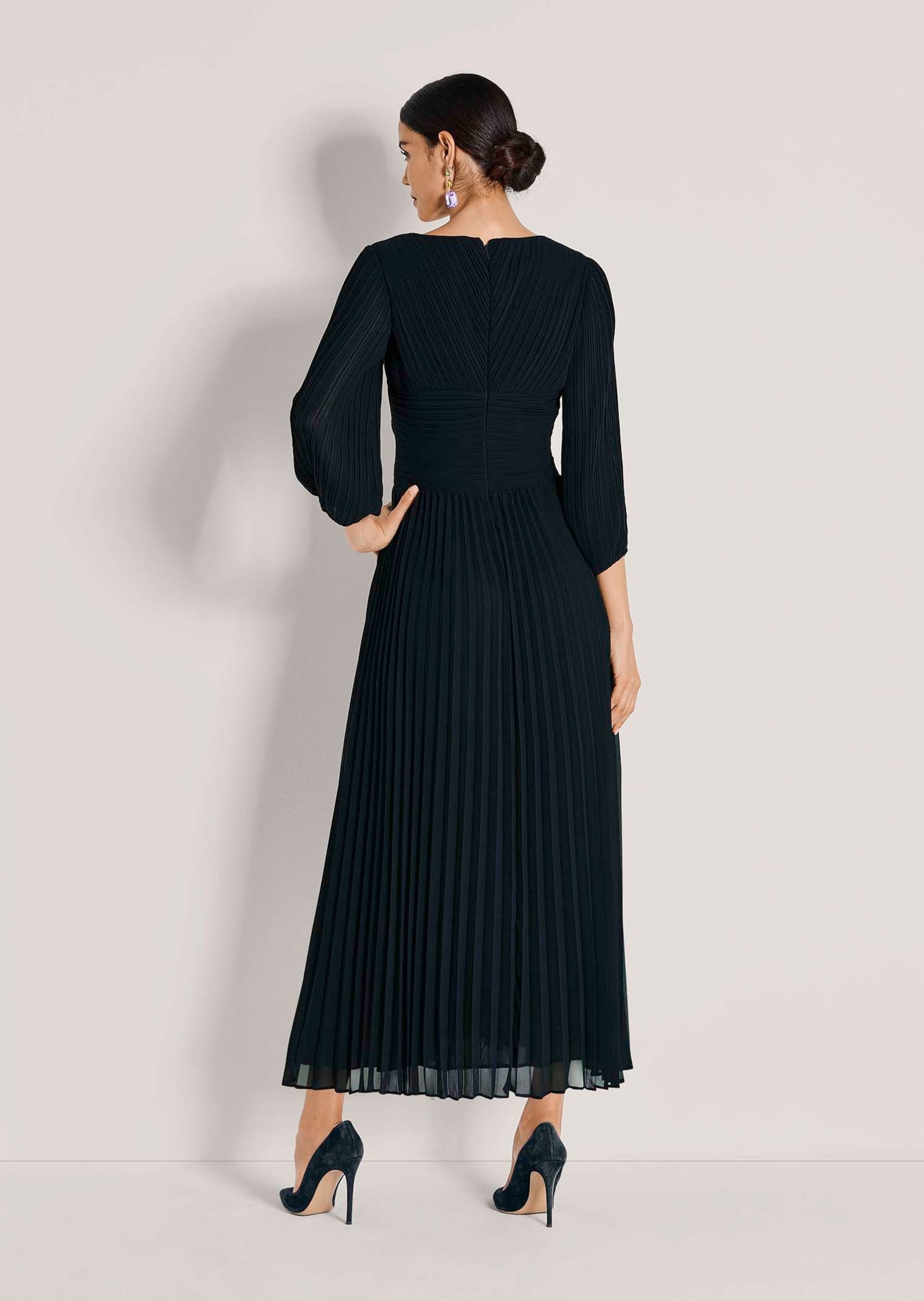 MADELEINE Midikleid Chiffonkleid mit Wickel-Optik Maxikleid mit V-Ausschnitt, Knöchellänge und 3/4-Arm