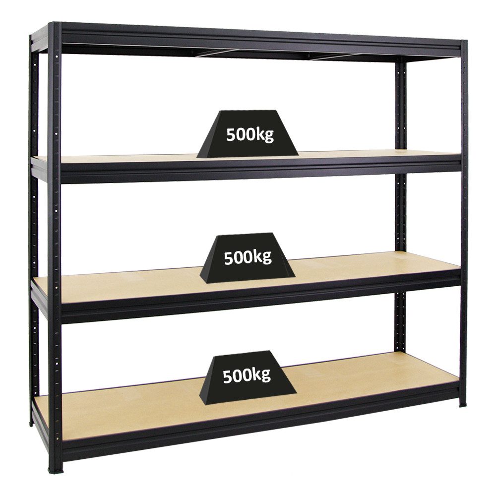 PROREGAL® Schwerlastregal Robustes Steckregal Lastenregal DINO mit 4 stabilen Fachböden, 4 Ebenen Steckmontage ohne Werkzeug hohe Belastbarkeit