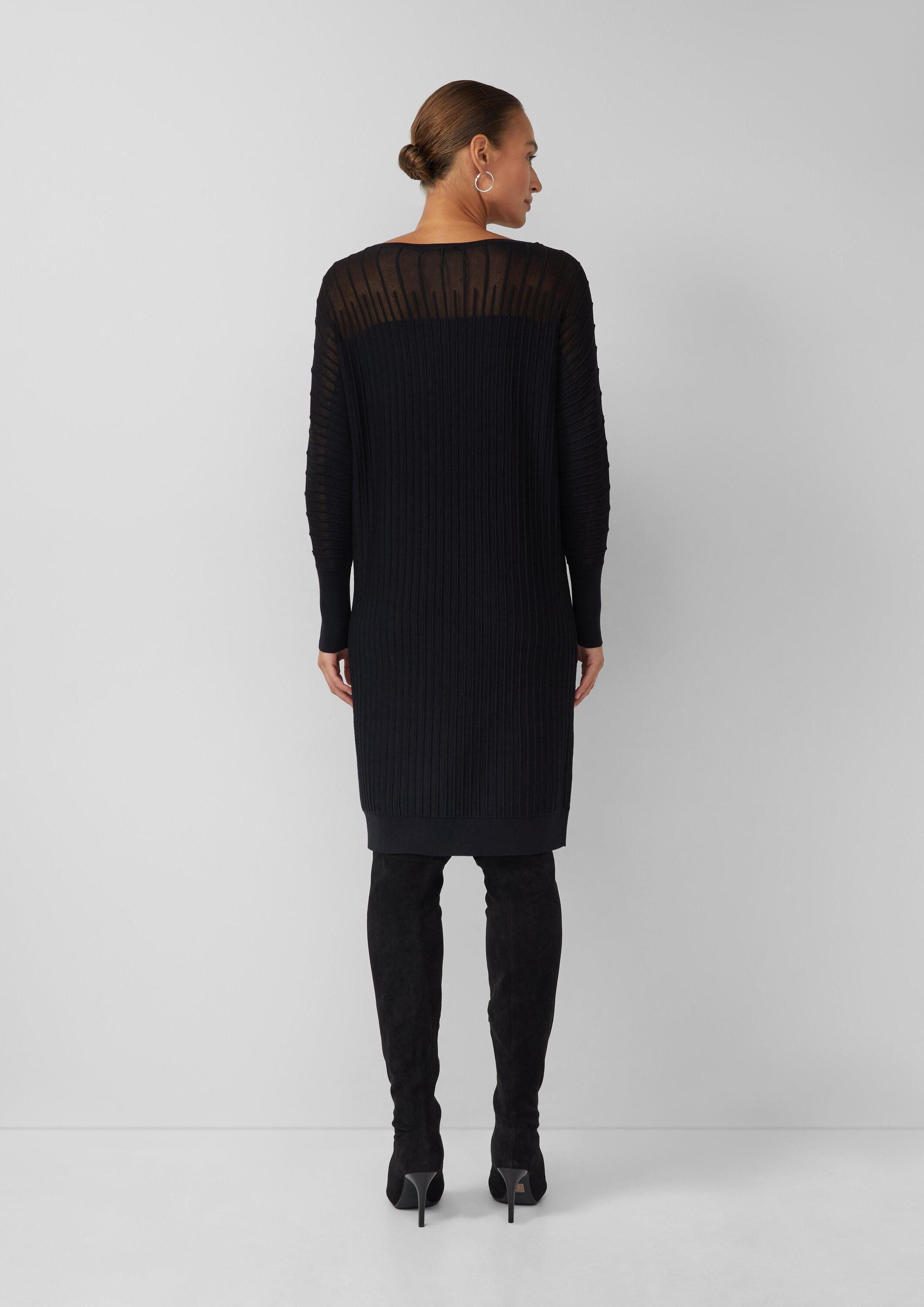 s.Oliver Minikleid Kleid Feinstrick-Kleid mit Fledermausärmeln und Ottoman-Struktur