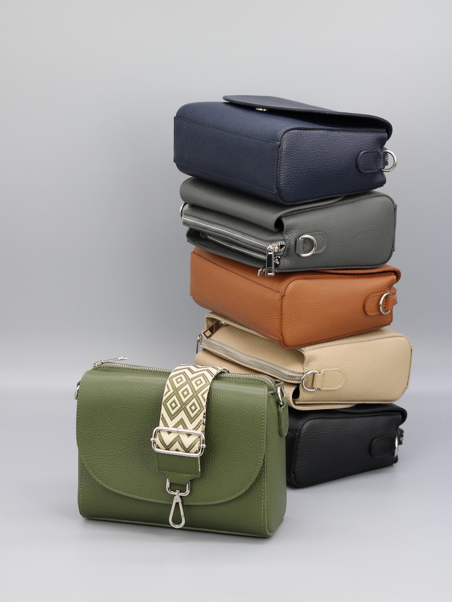 BRISE TASCHE Schultertasche SOPHIA Umhängetasche für Damen, Schultertasche aus Echtleder, echtes Leder, hergestellt in Italien, mit 2 Riemen